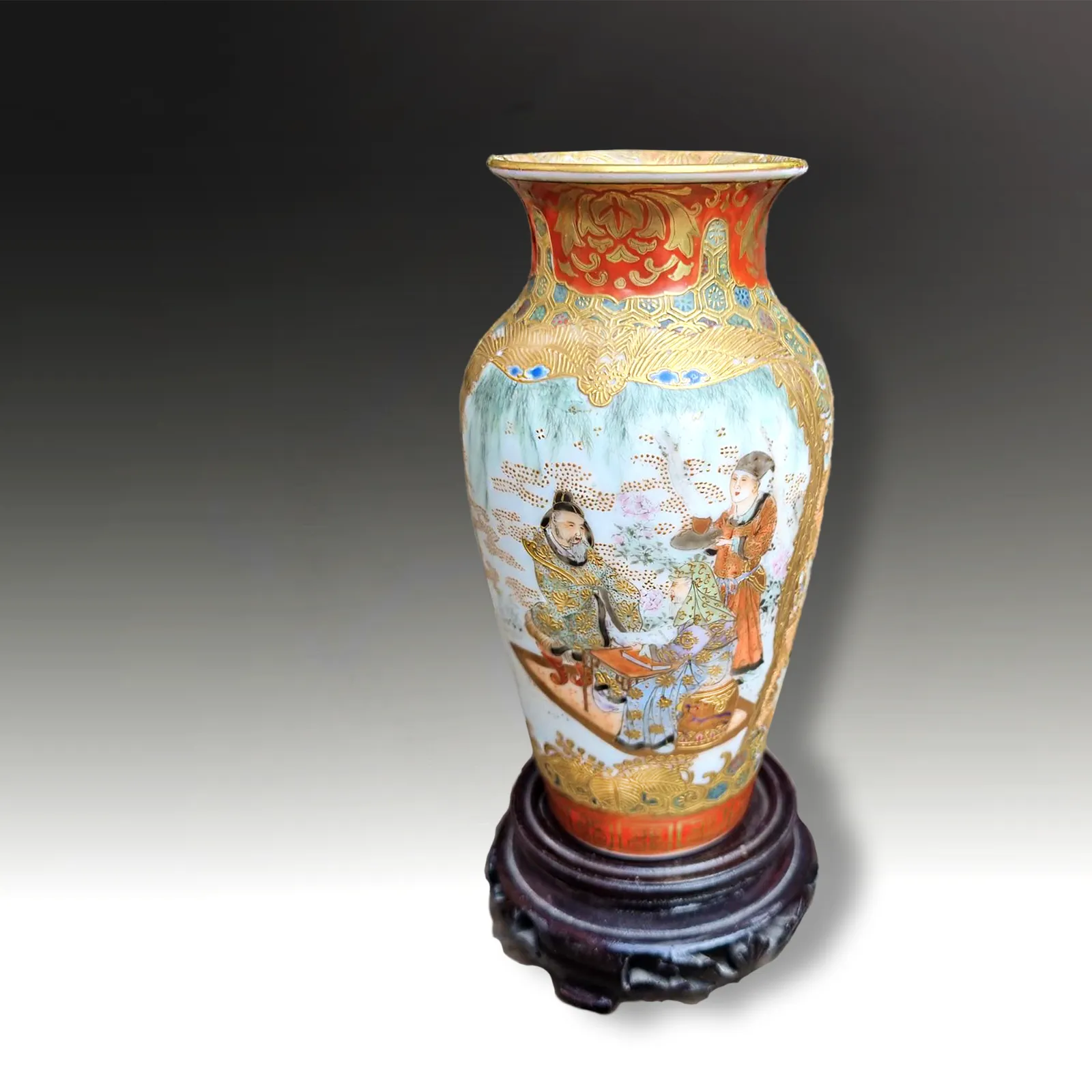 Japanese Meiji Kutani Satsuma Vase Of Incredible Quality.  16cm (6.5") High