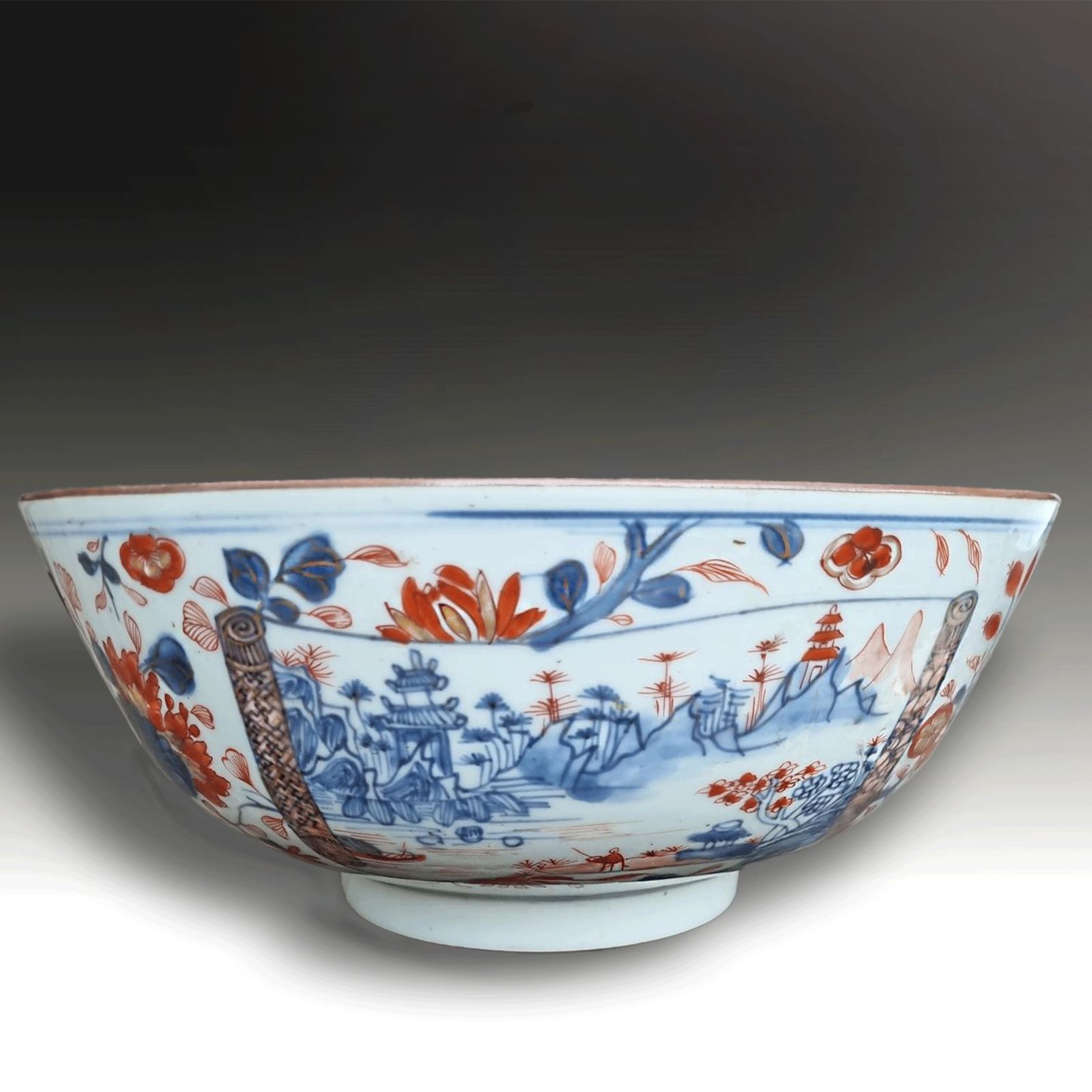 Chinese Kangxi / Yongzheng Period  Imari Style  Large Bowl  Very Unusual & Rare photo furniture