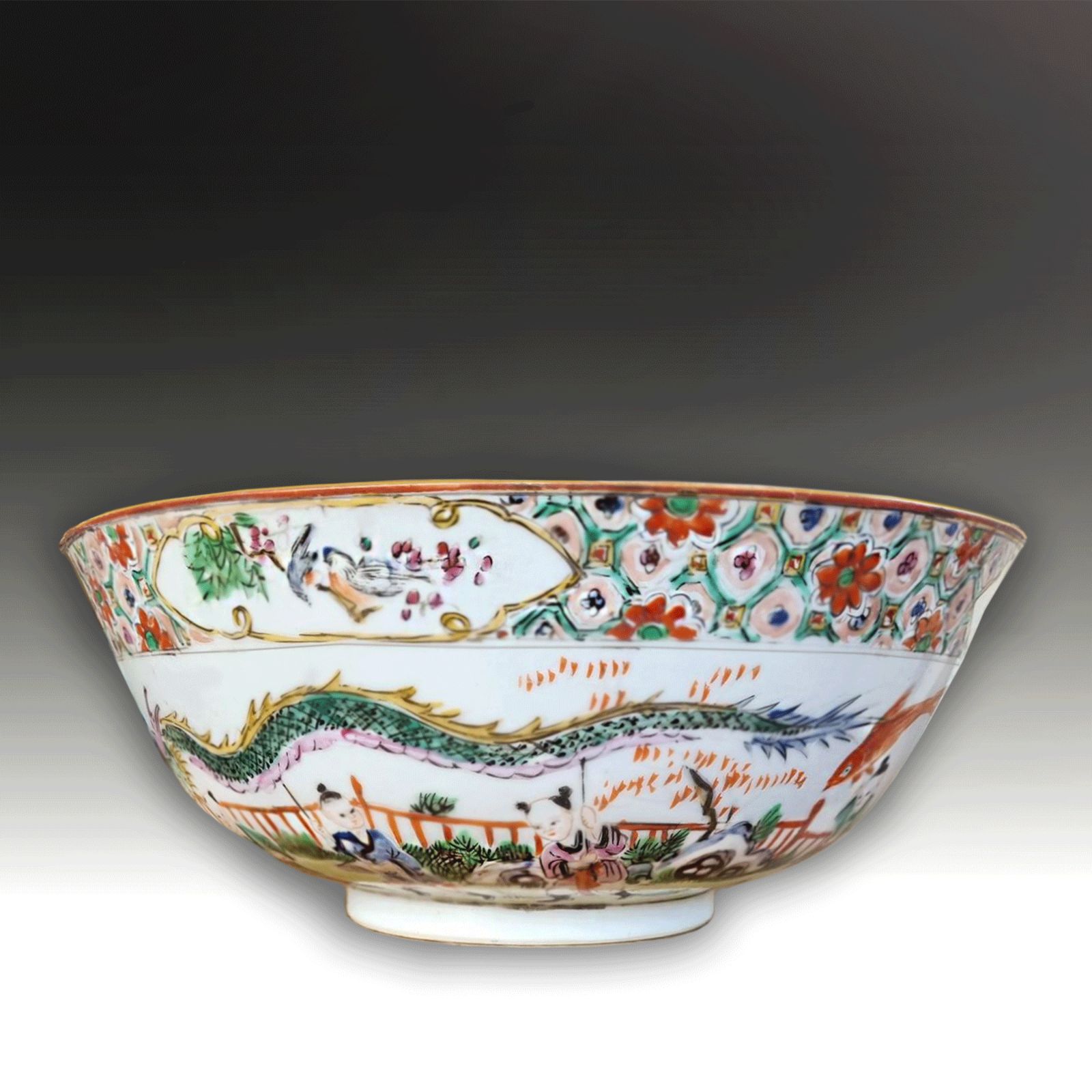 Chinese "Boys At Play"  Enamel Bowl  Qianlong Possibly Jiaqing Period 20.5cm D photo 395.0