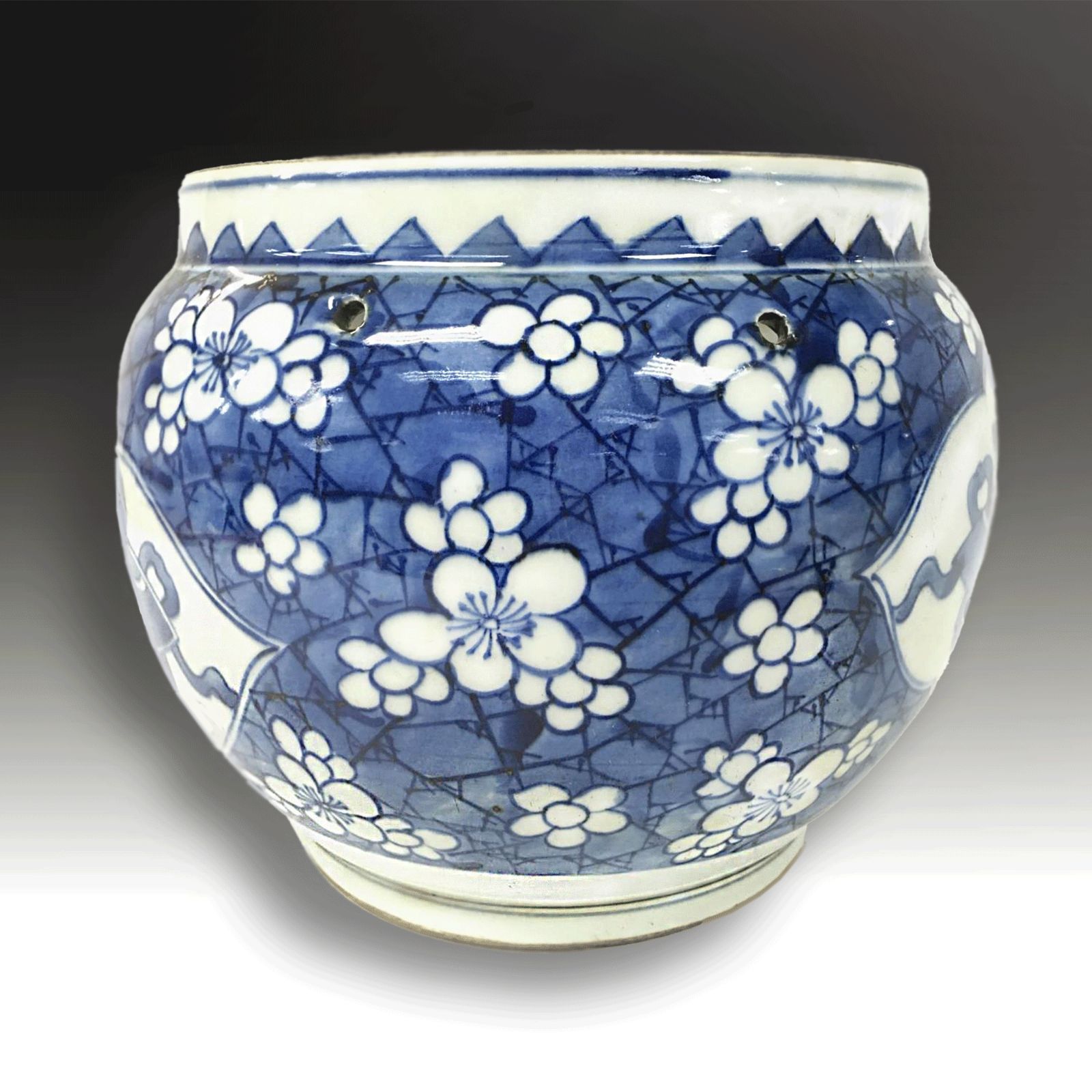 Chinese 18th C Rare Hanging Bowl. Cobalt Blue And White  Qianlong Period  17cm H photo furniture
