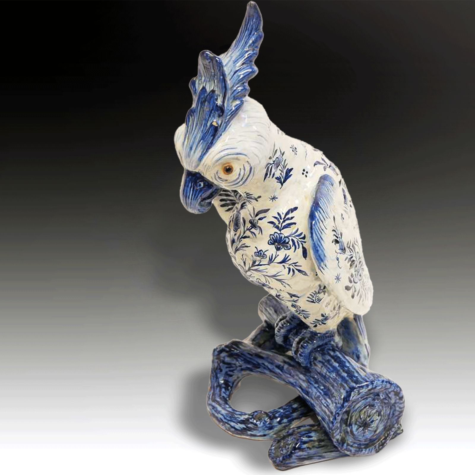 French Or Italian Large Faience Parrot 19thc Superb Quality 42cm (16.5") Tall. photo for sale