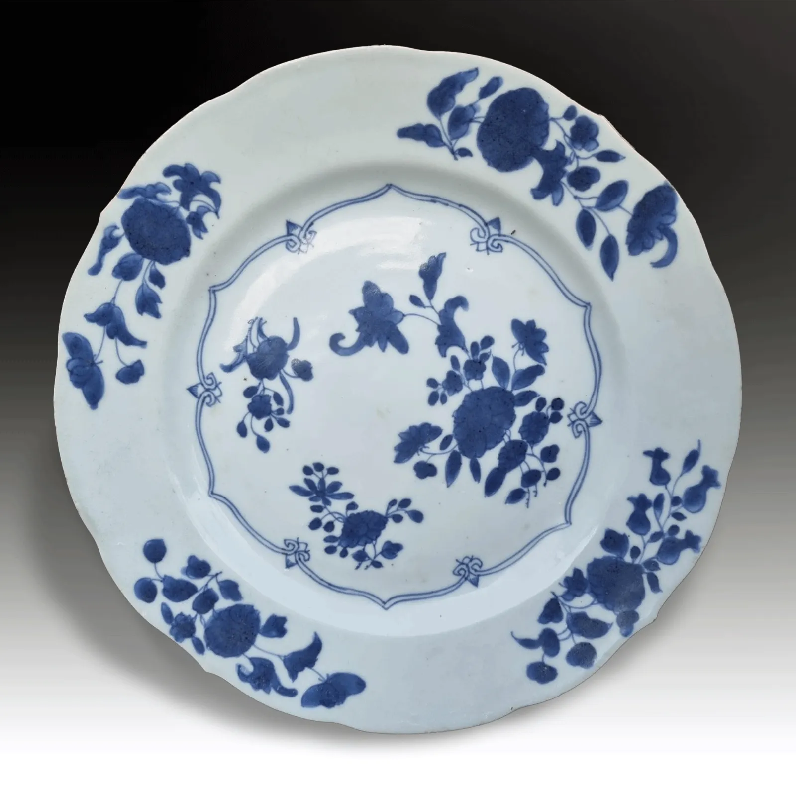 Kangxi Period Pair Of Lobbed Dishes Underglaze Cobalt Blue &White Circa 1690 photo furniture
