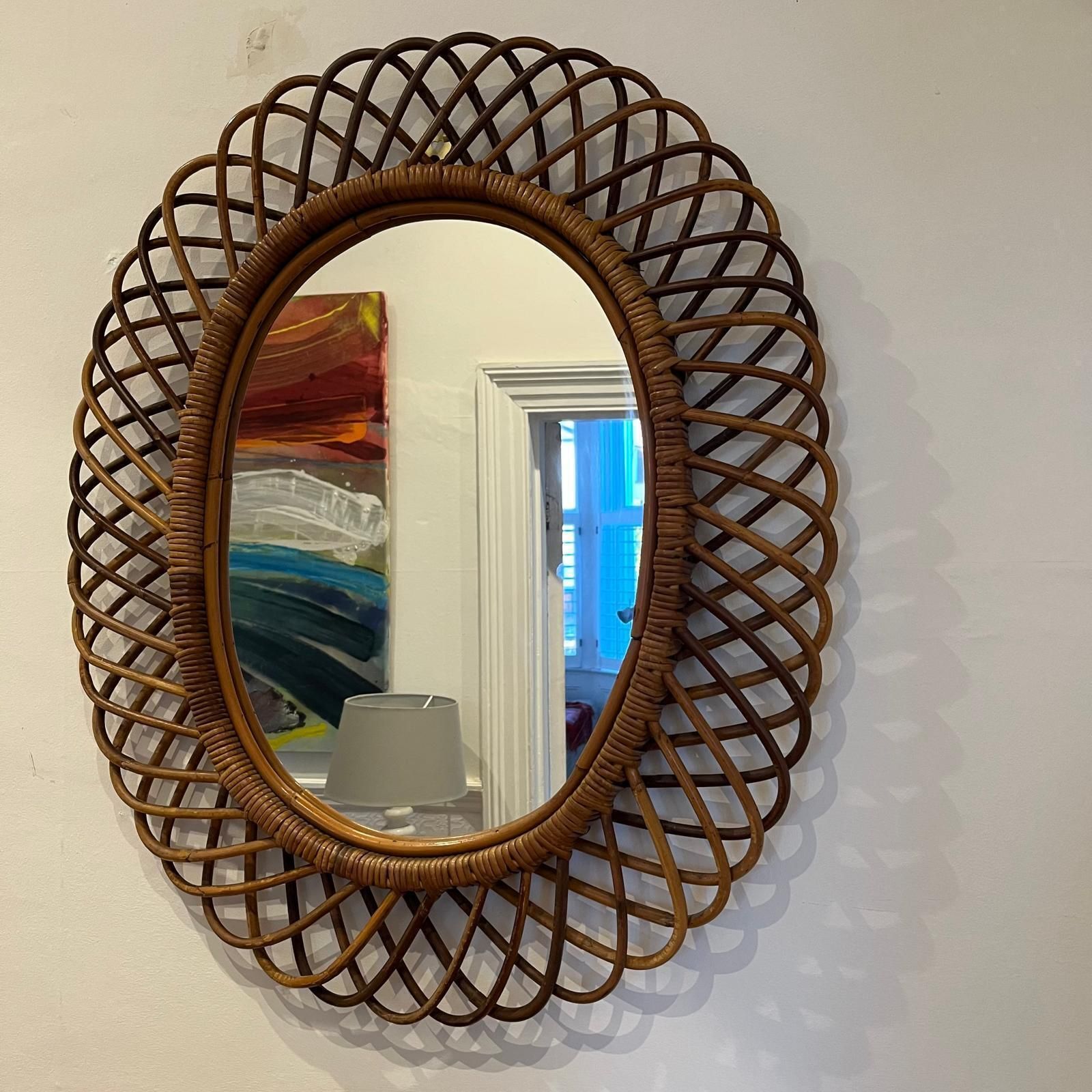 Italian Franco Albini Mid Century Rattan And Bamboo Mirror photo Home Decor