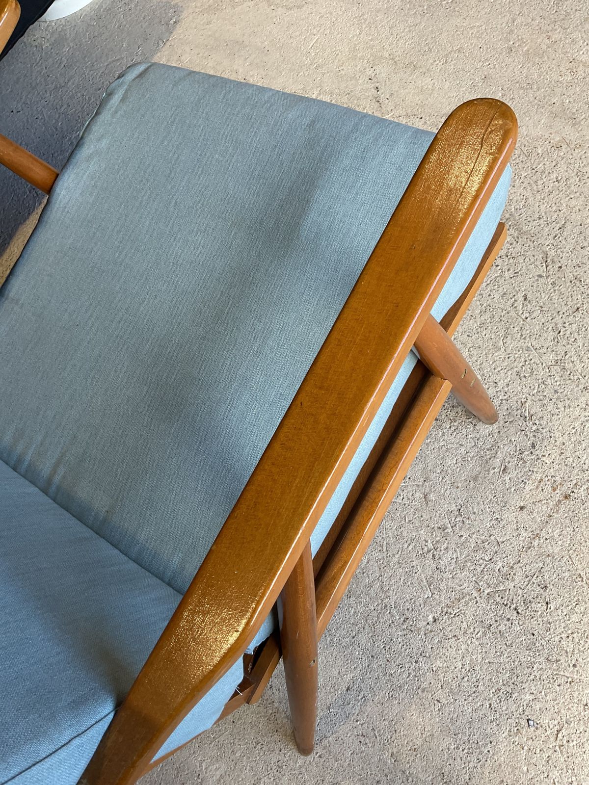 Hans Wegner Style Ge260 Armchair In Solid Oak Wood   1950s, Midcentury photo vinterior