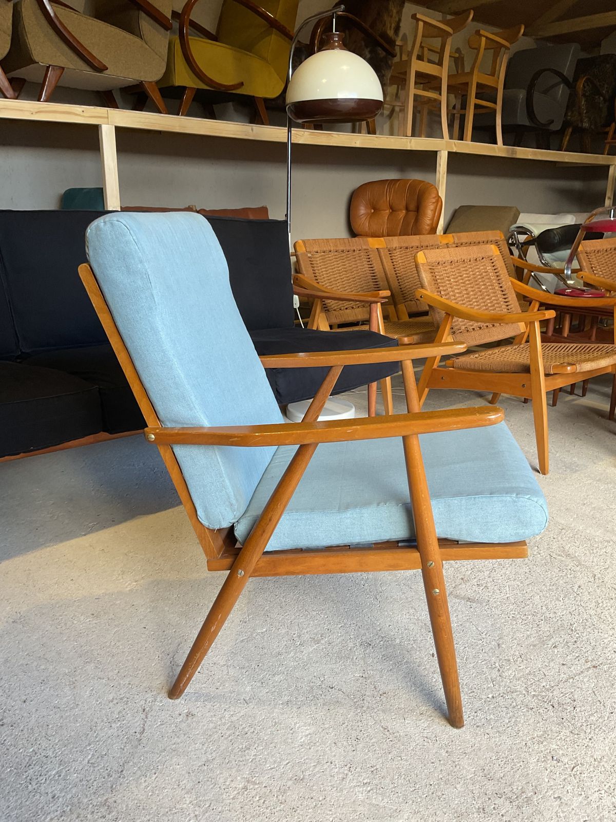 photo furniture Hans Wegner Style Ge260 Armchair In Solid Oak Wood   1950s, Midcentury