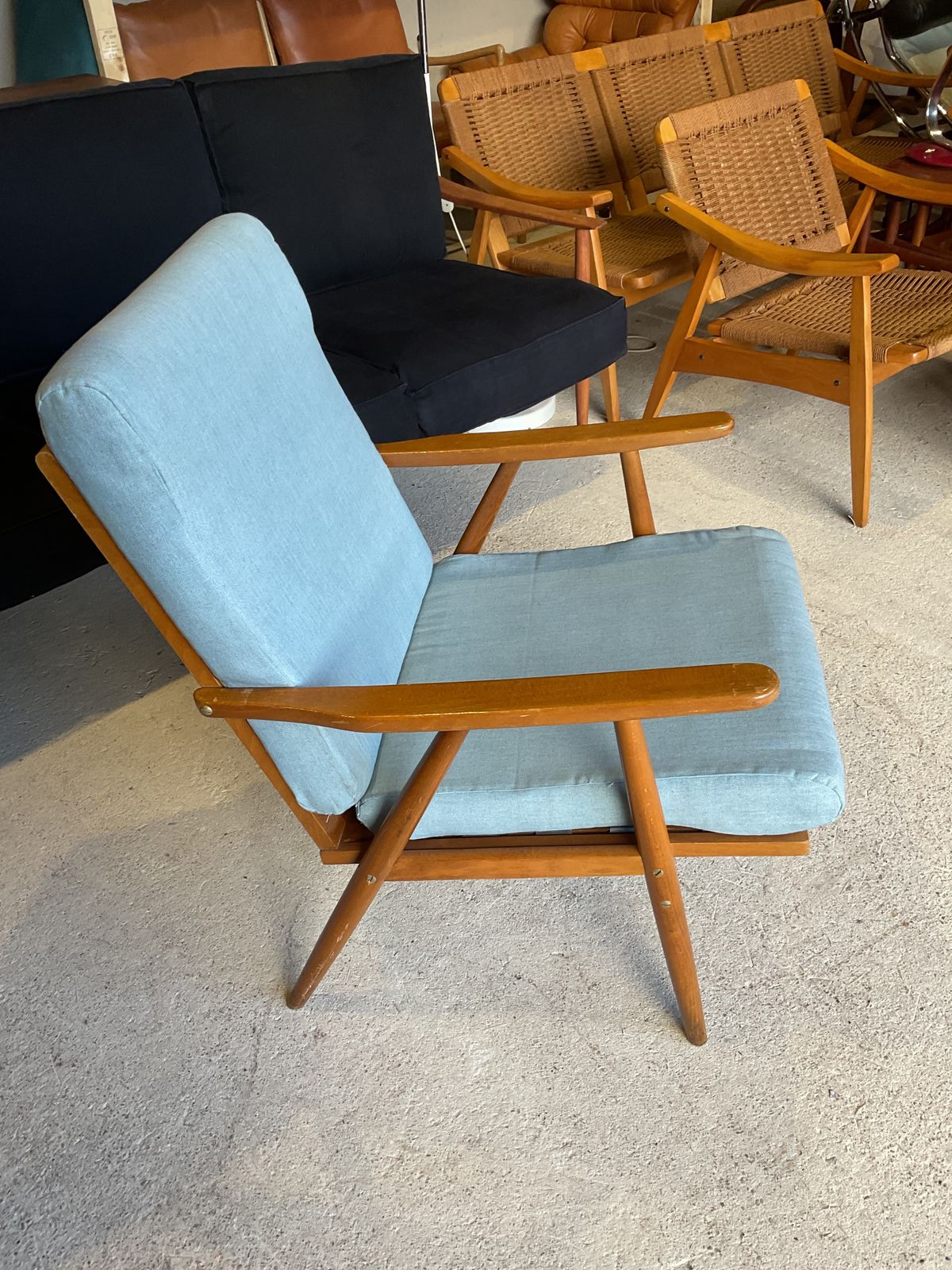 Hans Wegner Style Ge260 Armchair In Solid Oak Wood   1950s, Midcentury photo buy