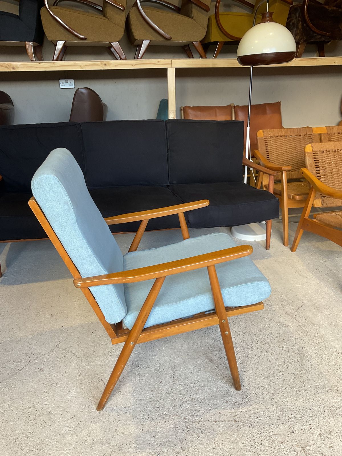 photo for sale Hans Wegner Style Ge260 Armchair In Solid Oak Wood   1950s, Midcentury