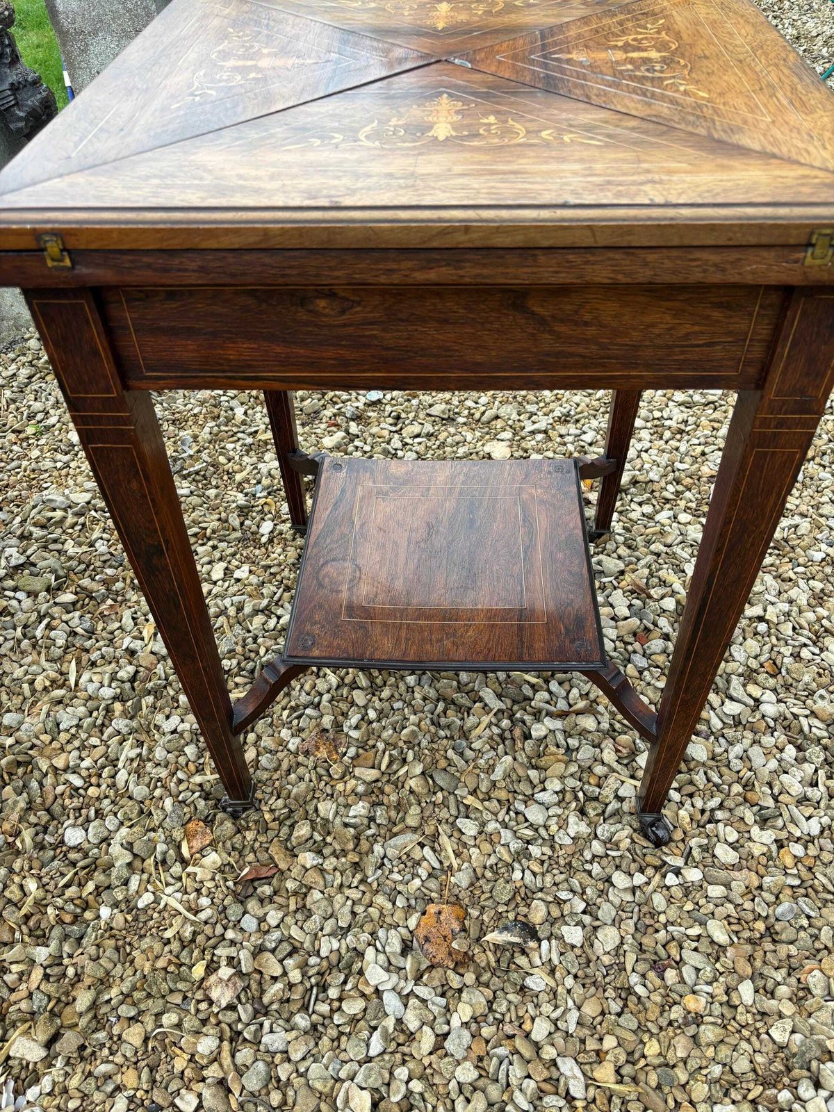 photo for sale Antique Edwardian Rosewood Marquetry Inlaid Envelope Games Card Table 1900s