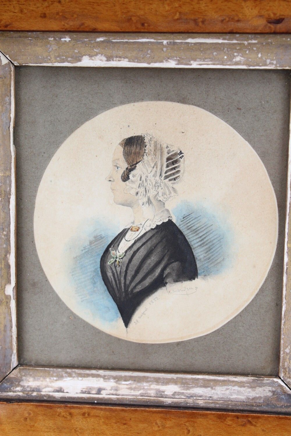 Victorian Miniature Watercolour Portrait 1852 Signed photo Art