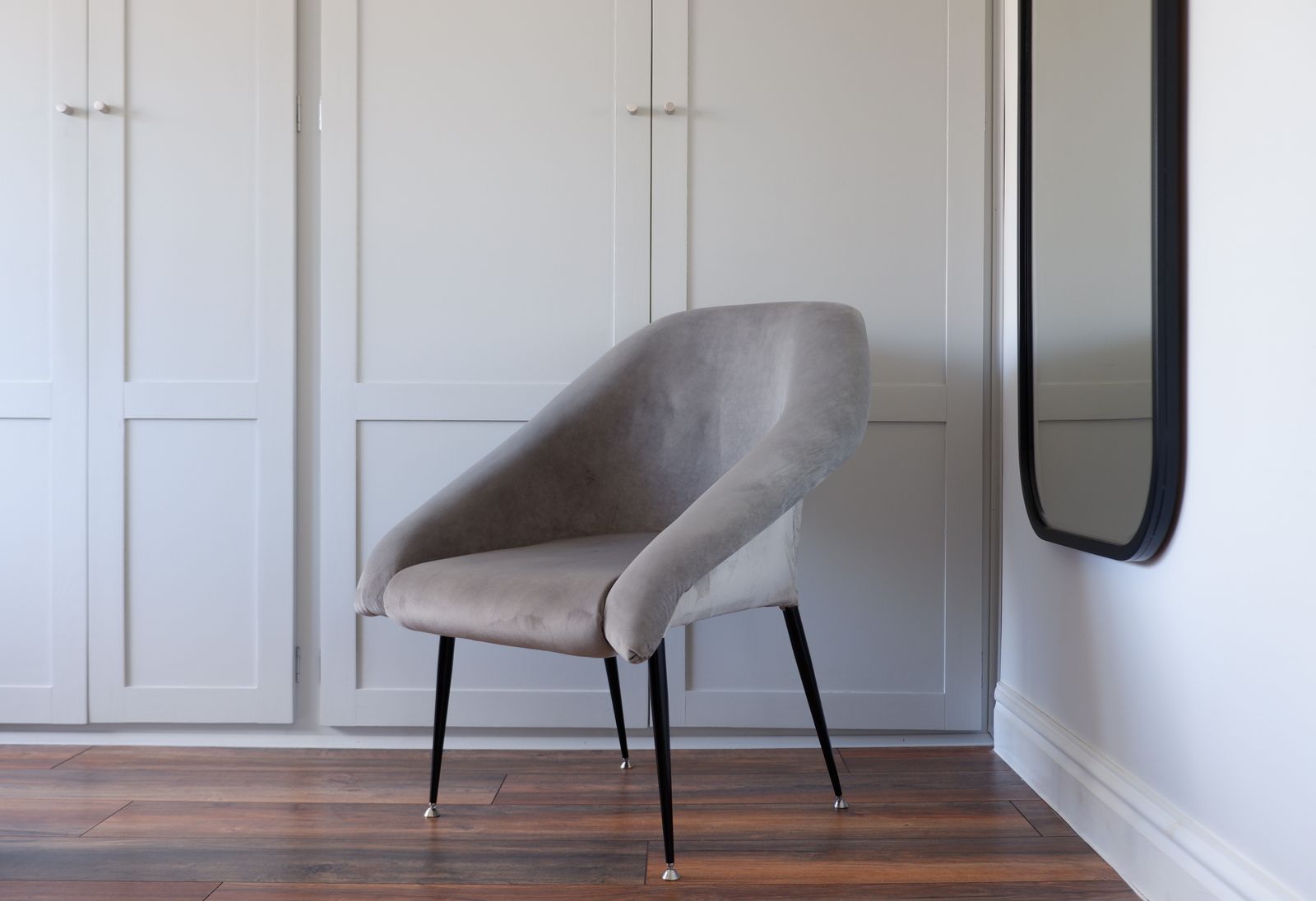 Set Of 2 Grey Velvet Mid Century Modern Ewa/Koln Armchairs 1960s Mcm photo furniture