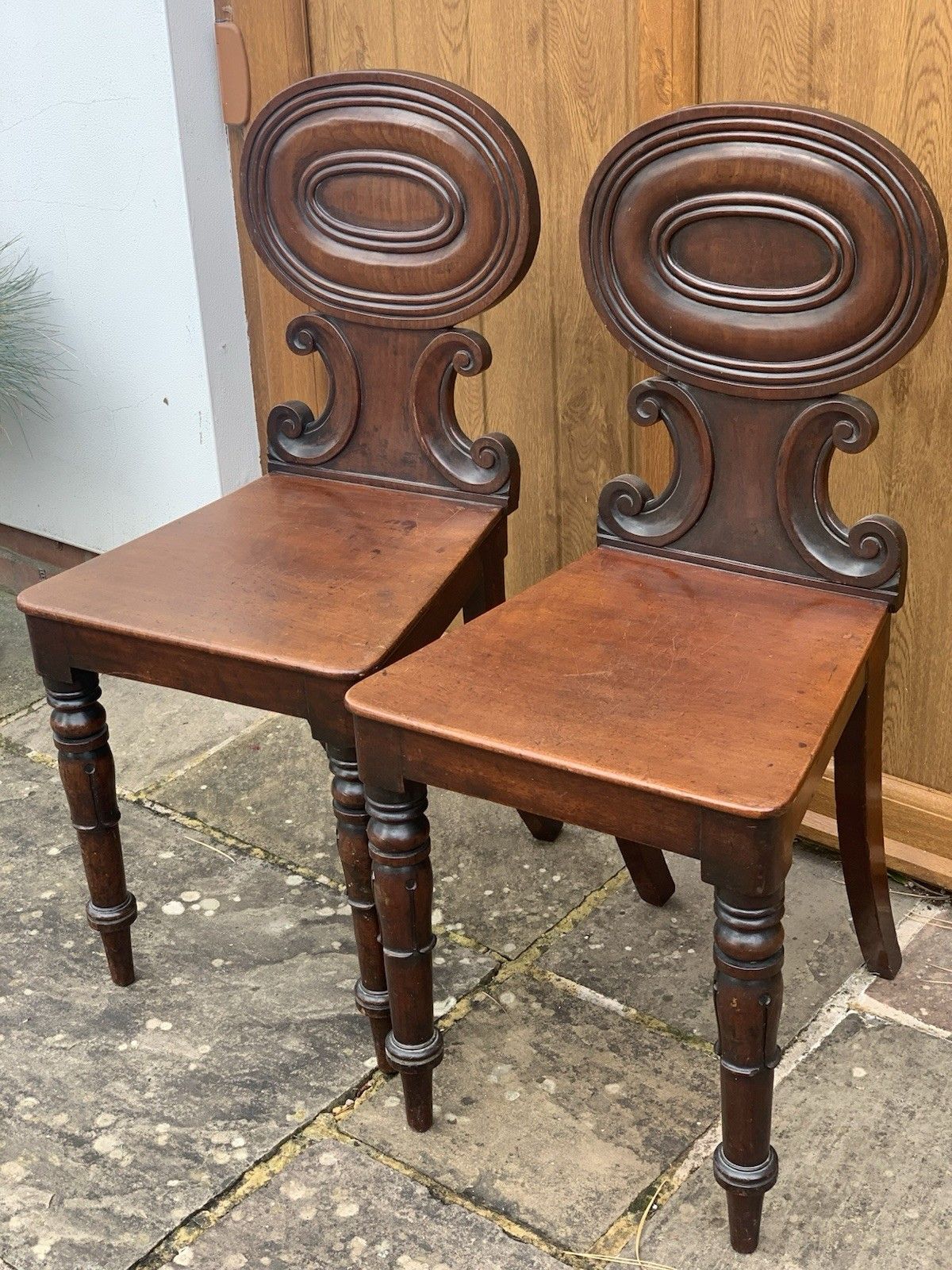 A Handsome Pair Of Early 19th Century Mahogany Hall Chairs. photo for sale