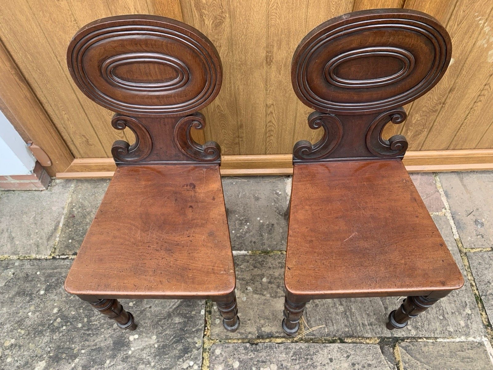 A Handsome Pair Of Early 19th Century Mahogany Hall Chairs. photo 675.0