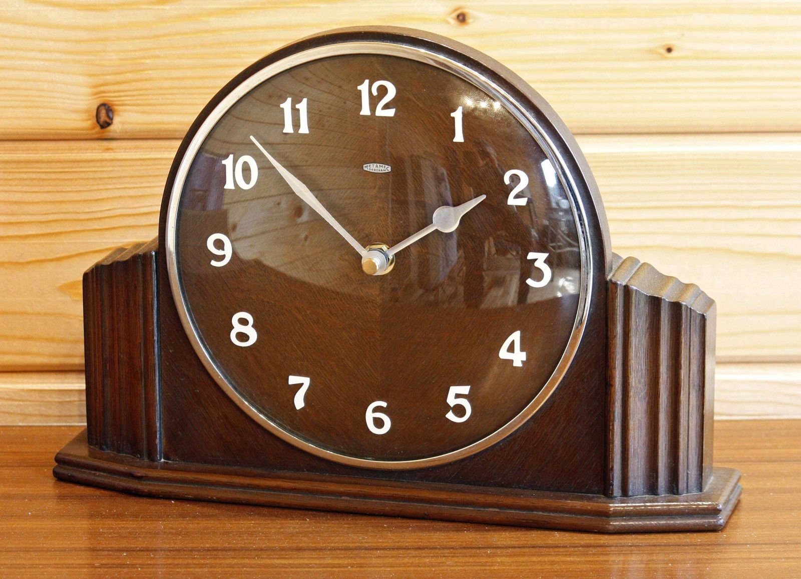 Vintage Metamec Mantel Clock 29cm Wooden Retro Mid Century 50s Antique Ornate Desk Clock Off The Wall Clocks
