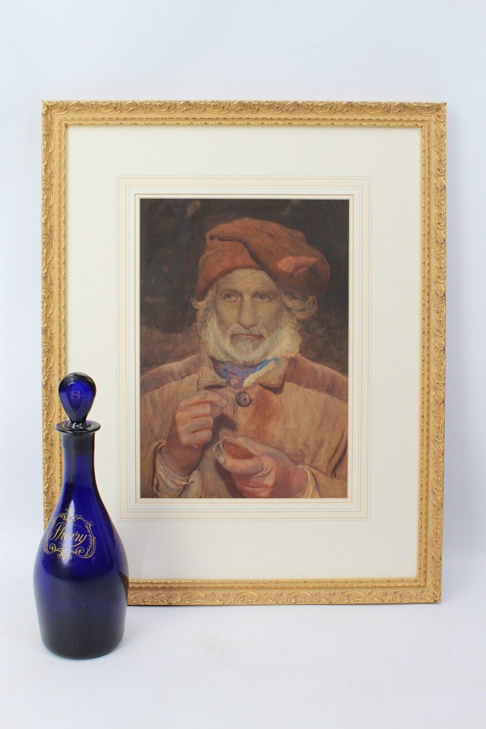 photo vinterior Antique Watercolour Neapolitan Fisherman