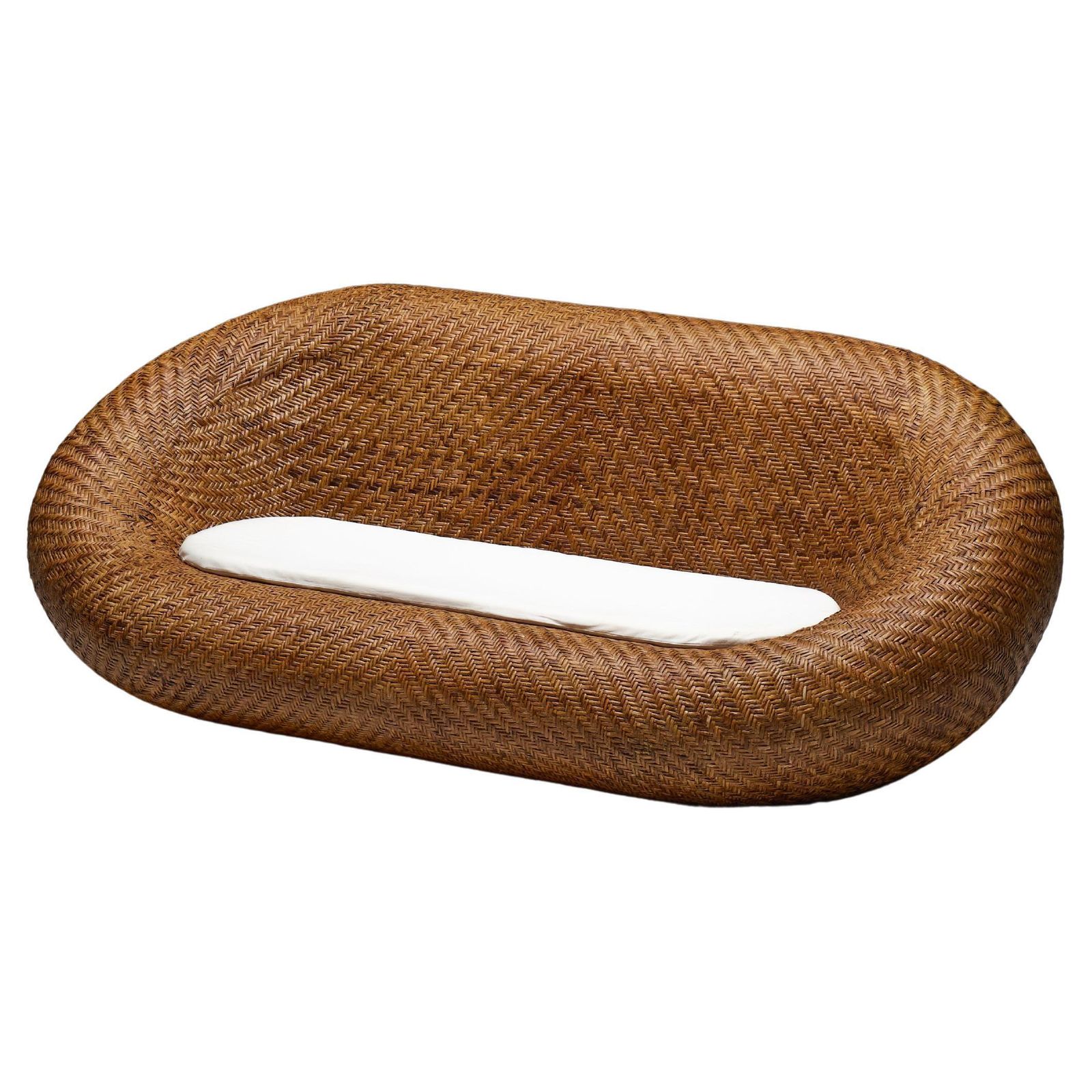 Mid Century Woven Wicker Sofa, France, 1970s