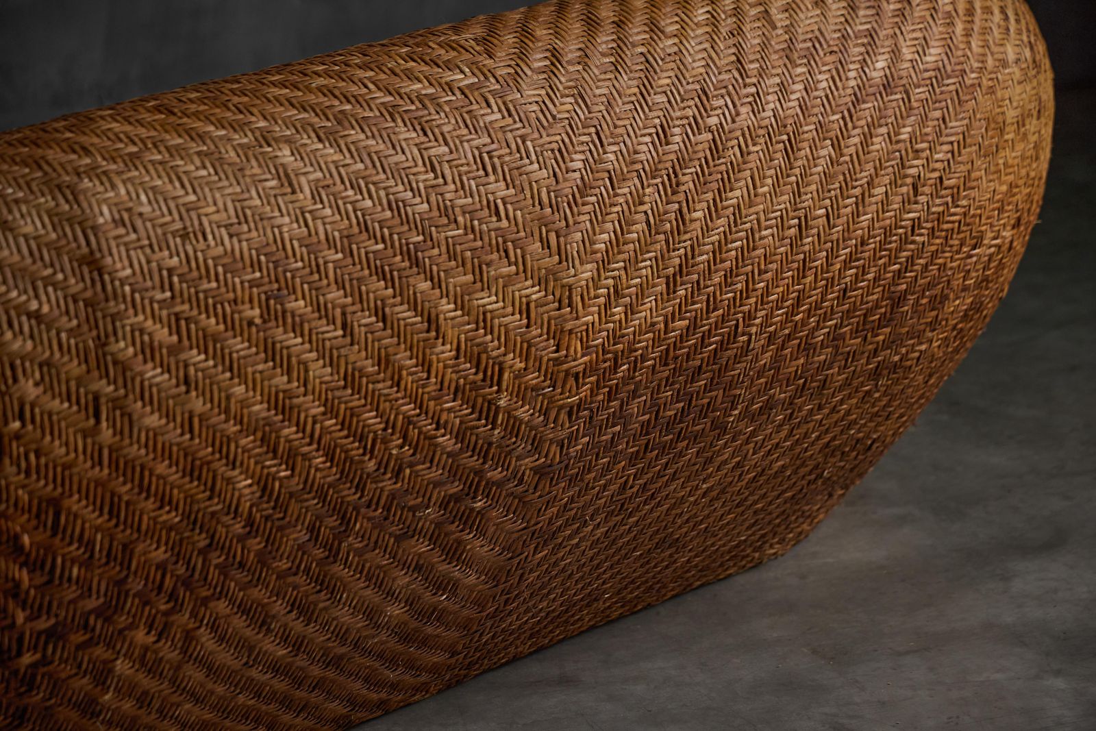 photo furniture Mid Century Woven Wicker Sofa, France, 1970s