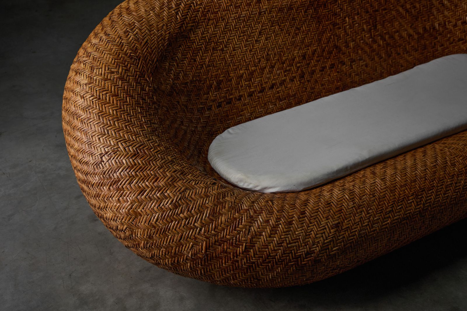 photo for sale Mid Century Woven Wicker Sofa, France, 1970s