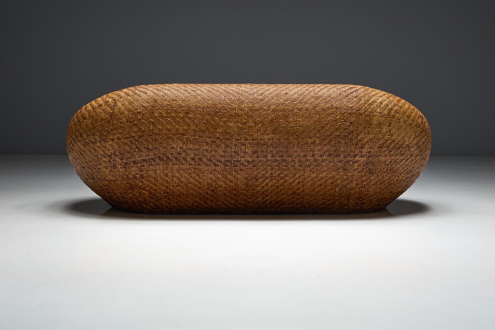 photo buy Mid Century Woven Wicker Sofa, France, 1970s