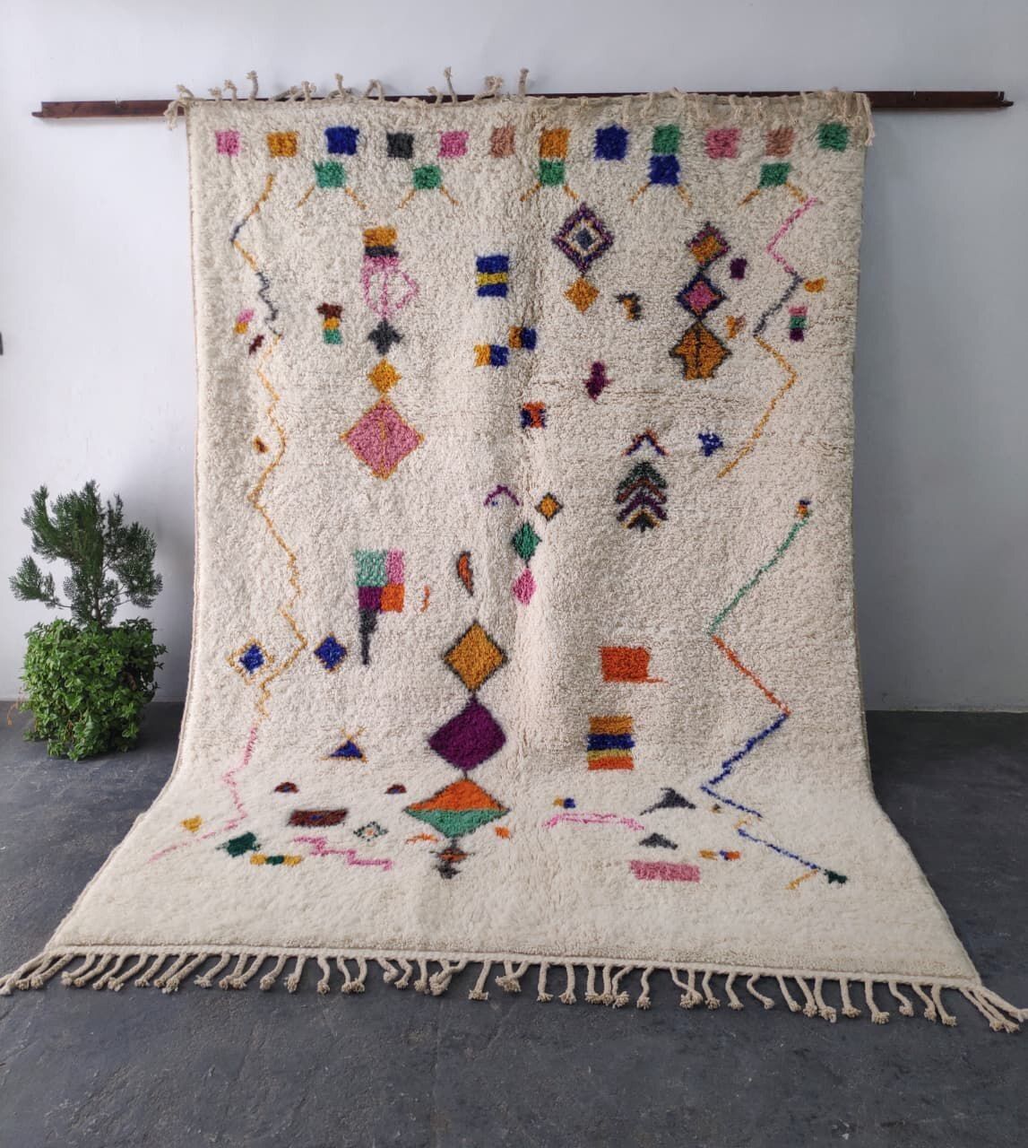 Large Colorful Abstract Moroccan Rug With Berber Symbols 300x200cm photo furniture