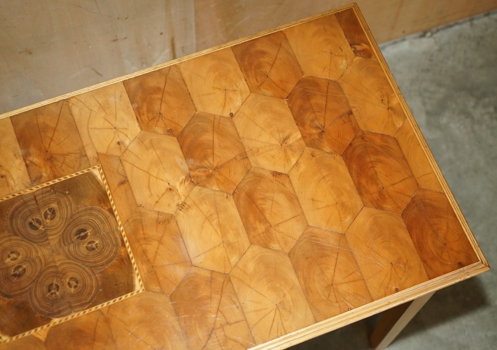 Exquisite Super Decorative Circa 1920's Oyster Laburnum Wood Console Table photo vintage