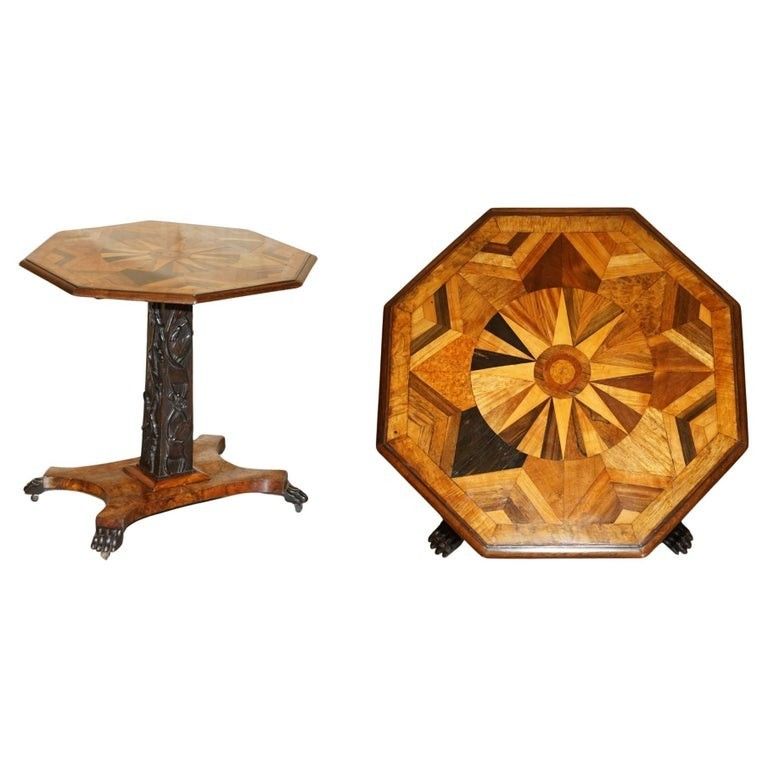 Sublime Cir 1800 Antique Specimen Wood Occasional Tilt Top Table Burr Walnut Oak