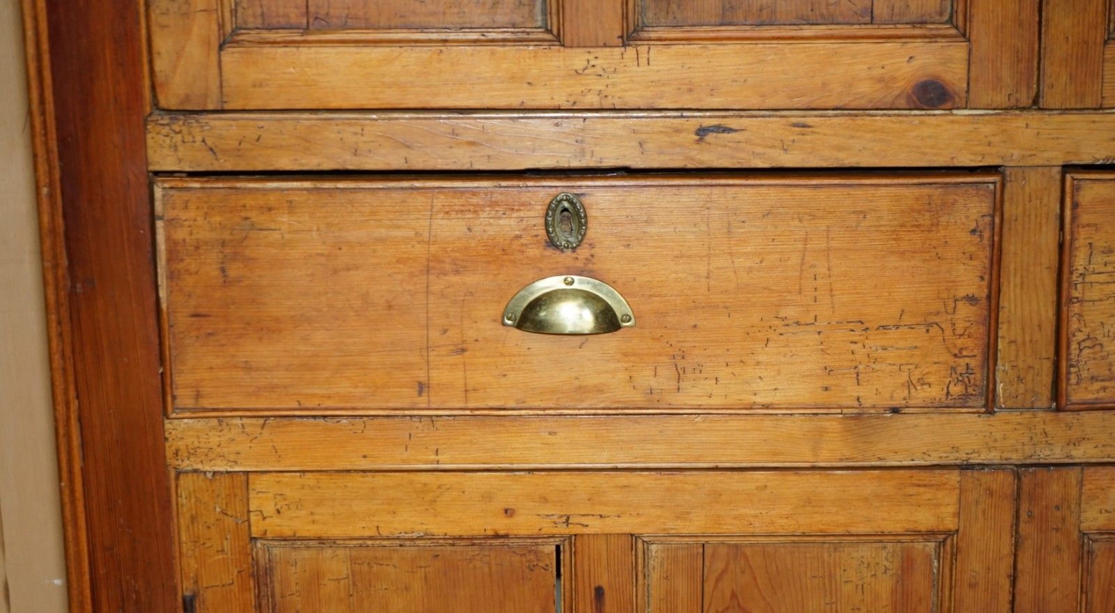 Perfectly Formed Antique Georgian Circa 1780 Panelled Pine Housekeepers Cupboard photo vinterior