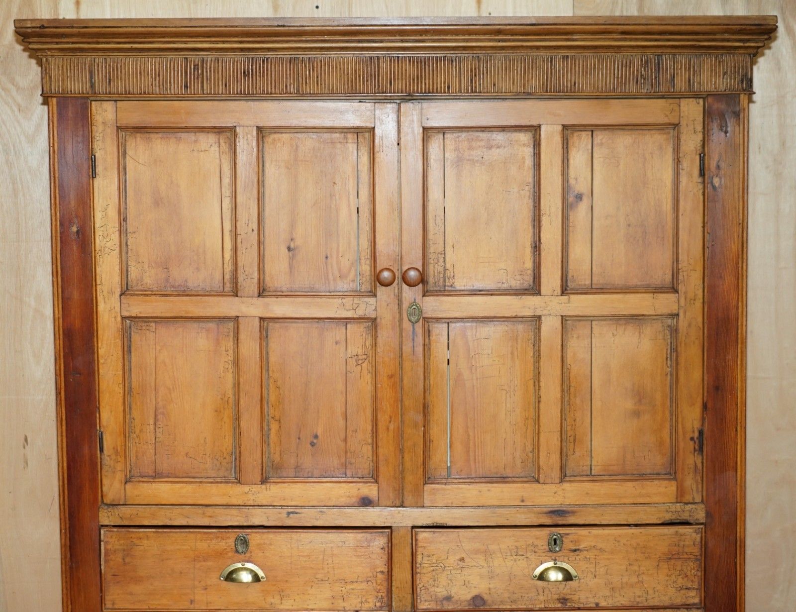 photo for sale Perfectly Formed Antique Georgian Circa 1780 Panelled Pine Housekeepers Cupboard