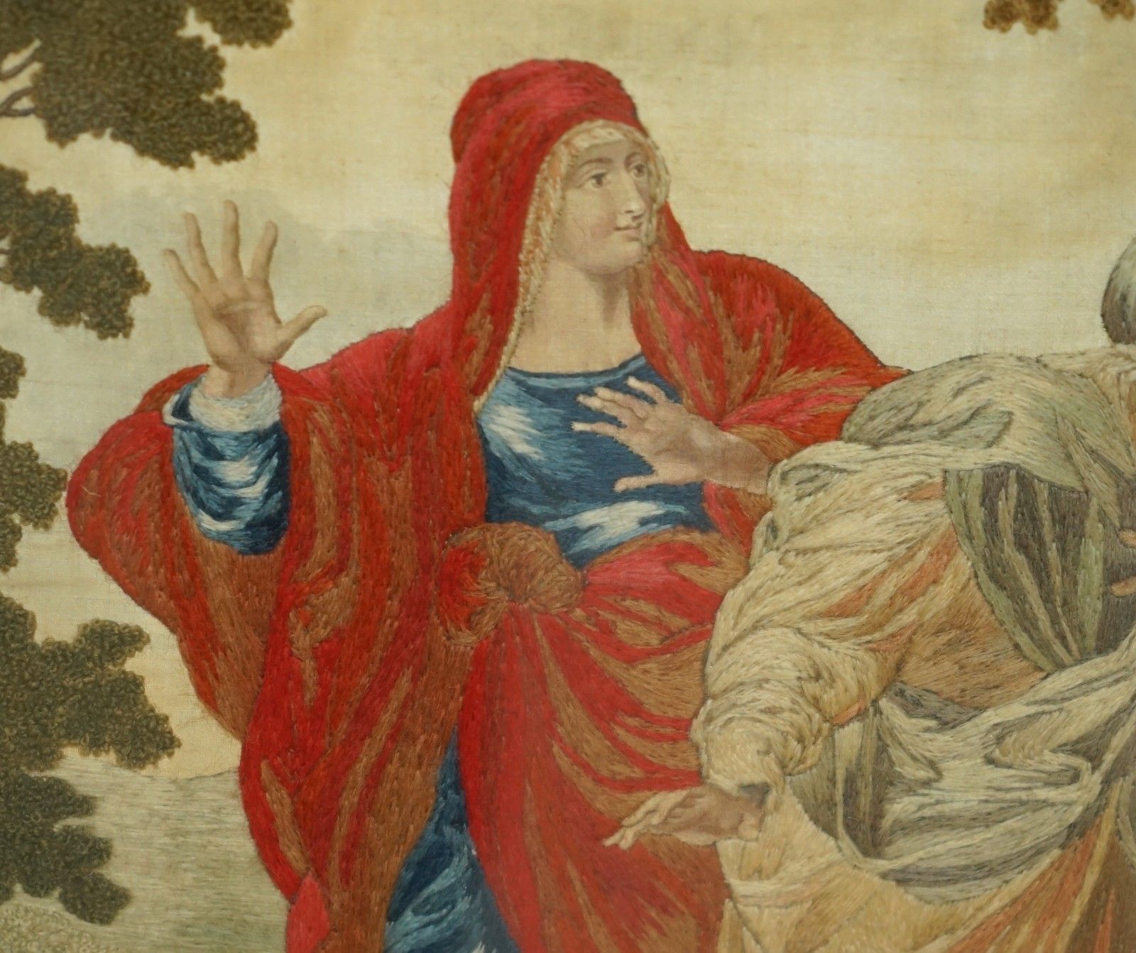 2850.0 Fine 1860 Silk Embroidery Of Annibale Carracci 1598 The Three Marys At The Tomb photo