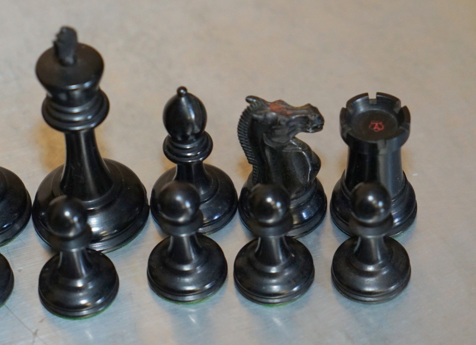Antique Victorian Jacque Staunton Chessman Stamped Chess Set In Original Box photo Home Decor