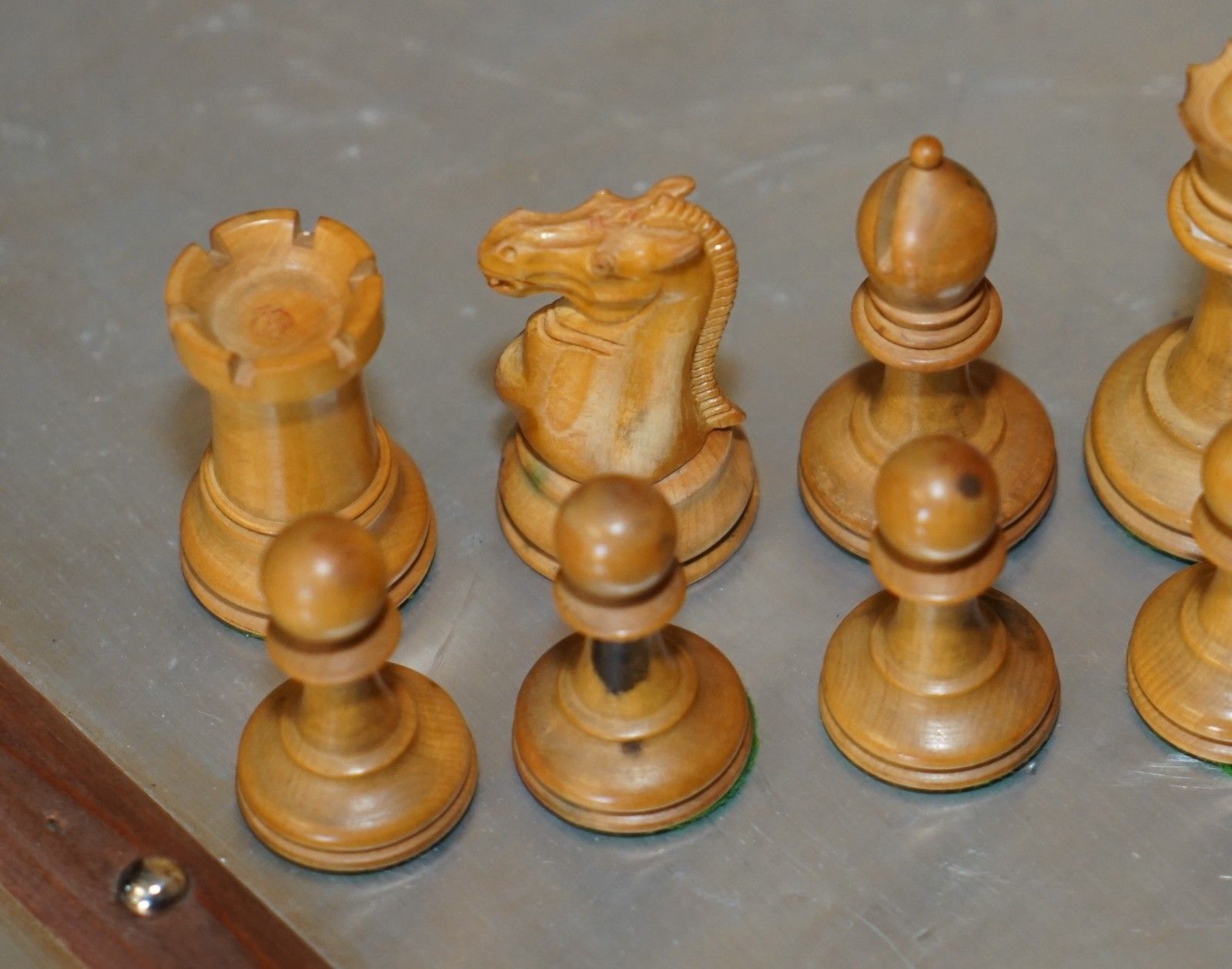 1750.0 Antique Victorian Jacque Staunton Chessman Stamped Chess Set In Original Box photo
