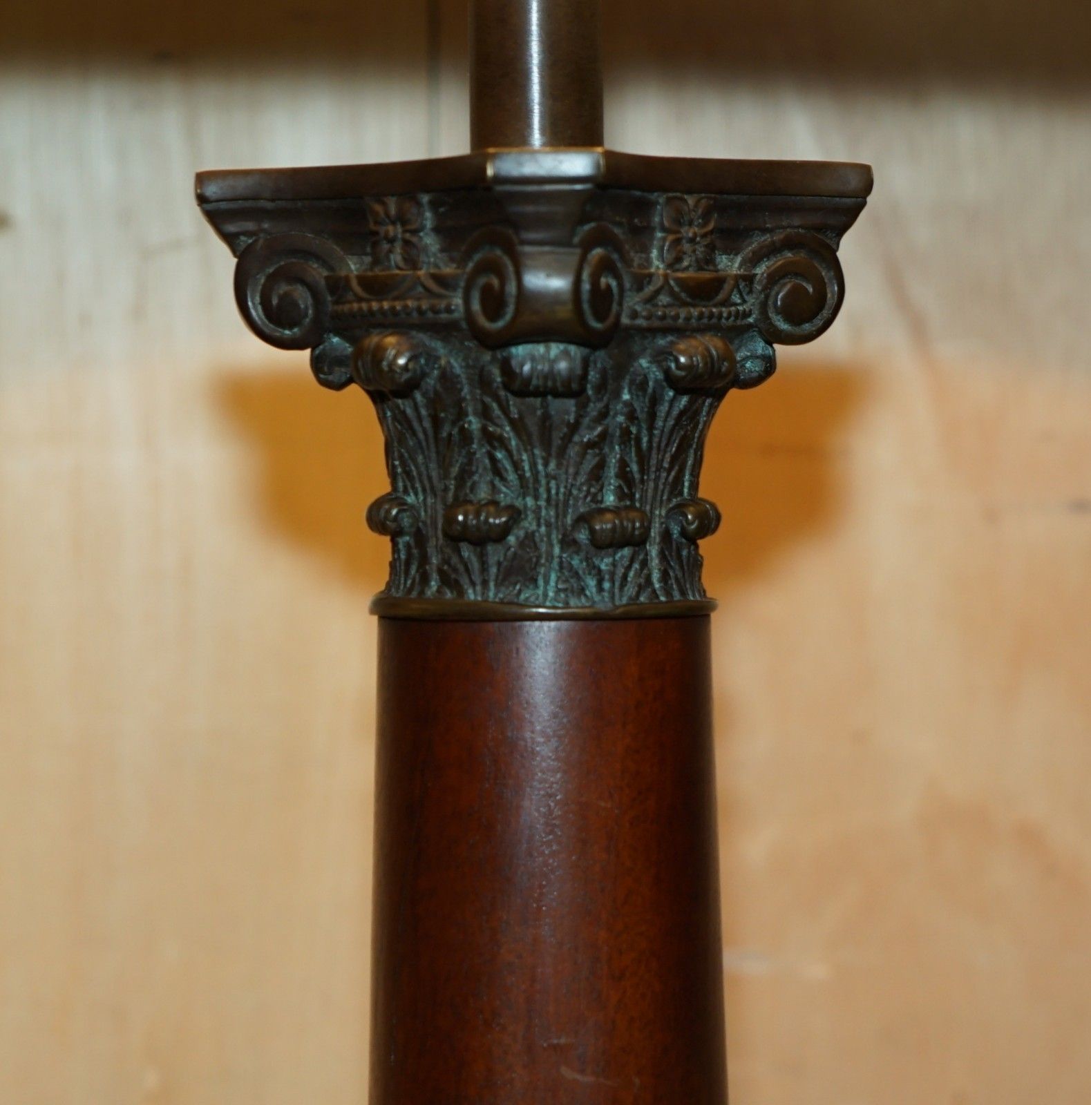 Pair Of Huge 95cm Grand Tour Style Roman Corinthian Pillar Brass Desk Lamps photo 1850.0