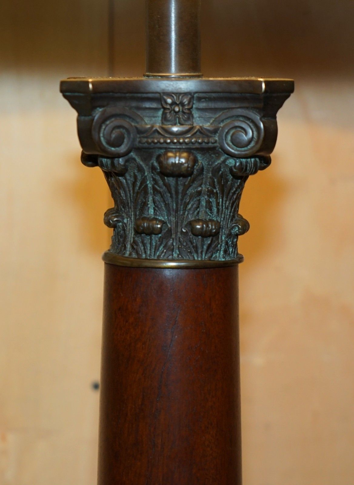 Pair Of Huge 95cm Grand Tour Style Roman Corinthian Pillar Brass Desk Lamps photo vinterior