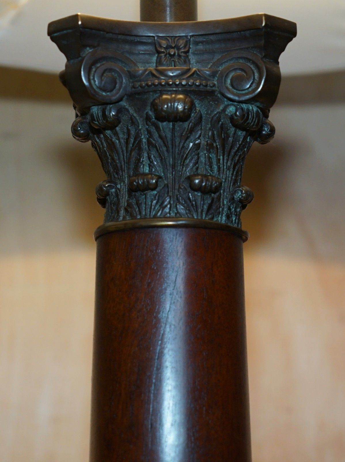 photo furniture Pair Of Huge 95cm Grand Tour Style Roman Corinthian Pillar Brass Desk Lamps
