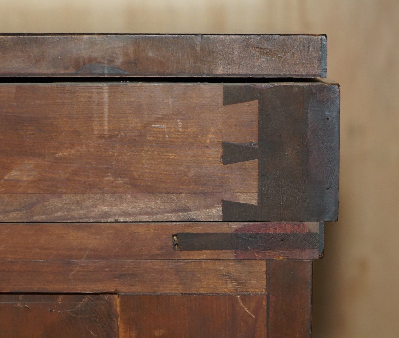 Furniture Pair Of Antique Estate Made Bow Fronted 168.5cm Walnut Tallboy Chest Of Drawers photo