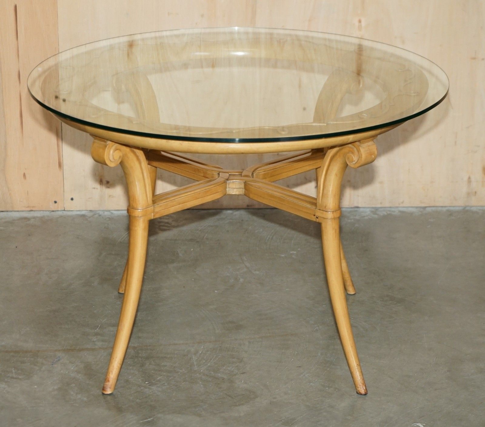 Pair Of French Circa 1950's Cherrywood & Glass Rene Prou Attriubted Side Tables photo furniture