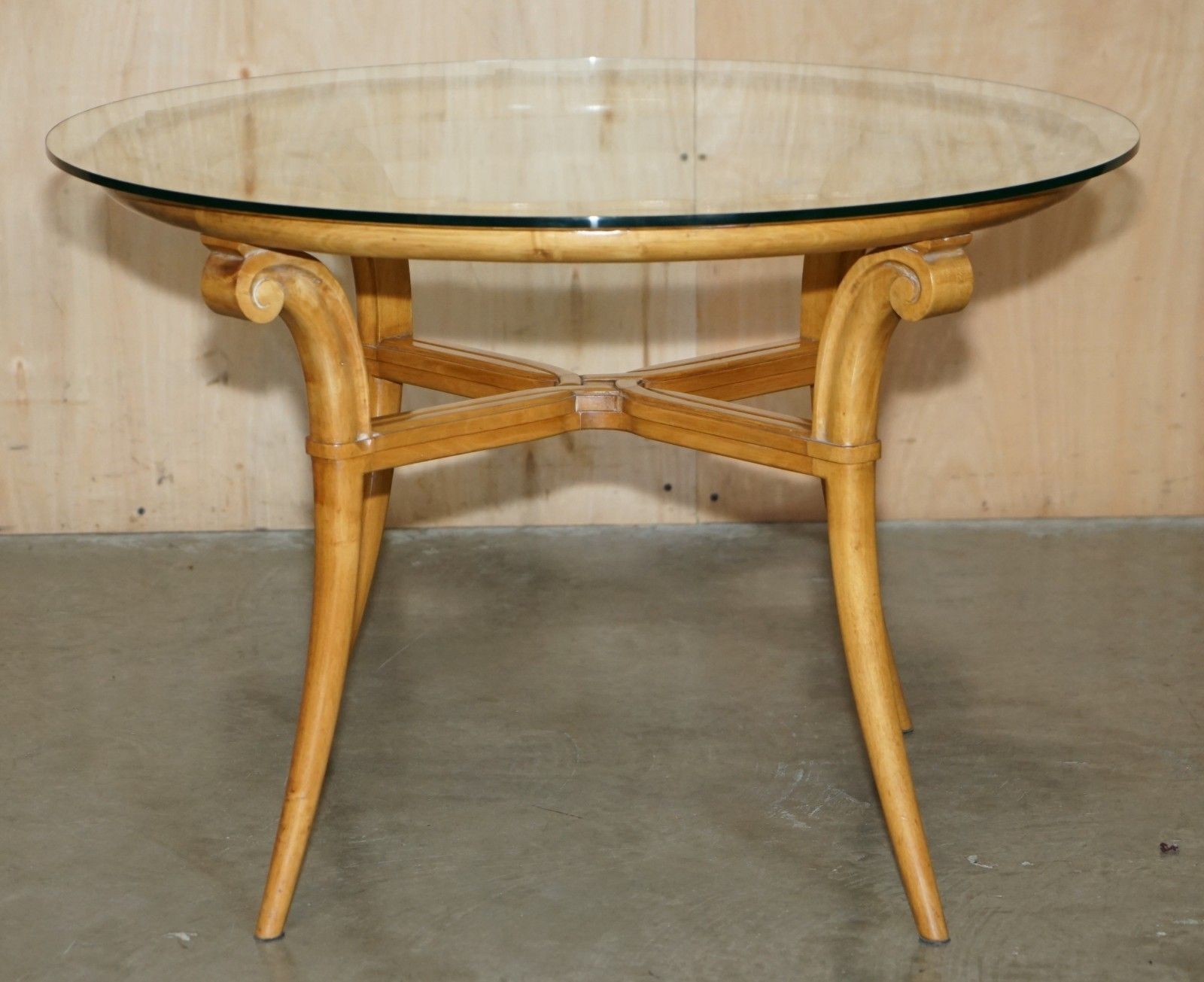 3950.0 Pair Of French Circa 1950's Cherrywood & Glass Rene Prou Attriubted Side Tables photo