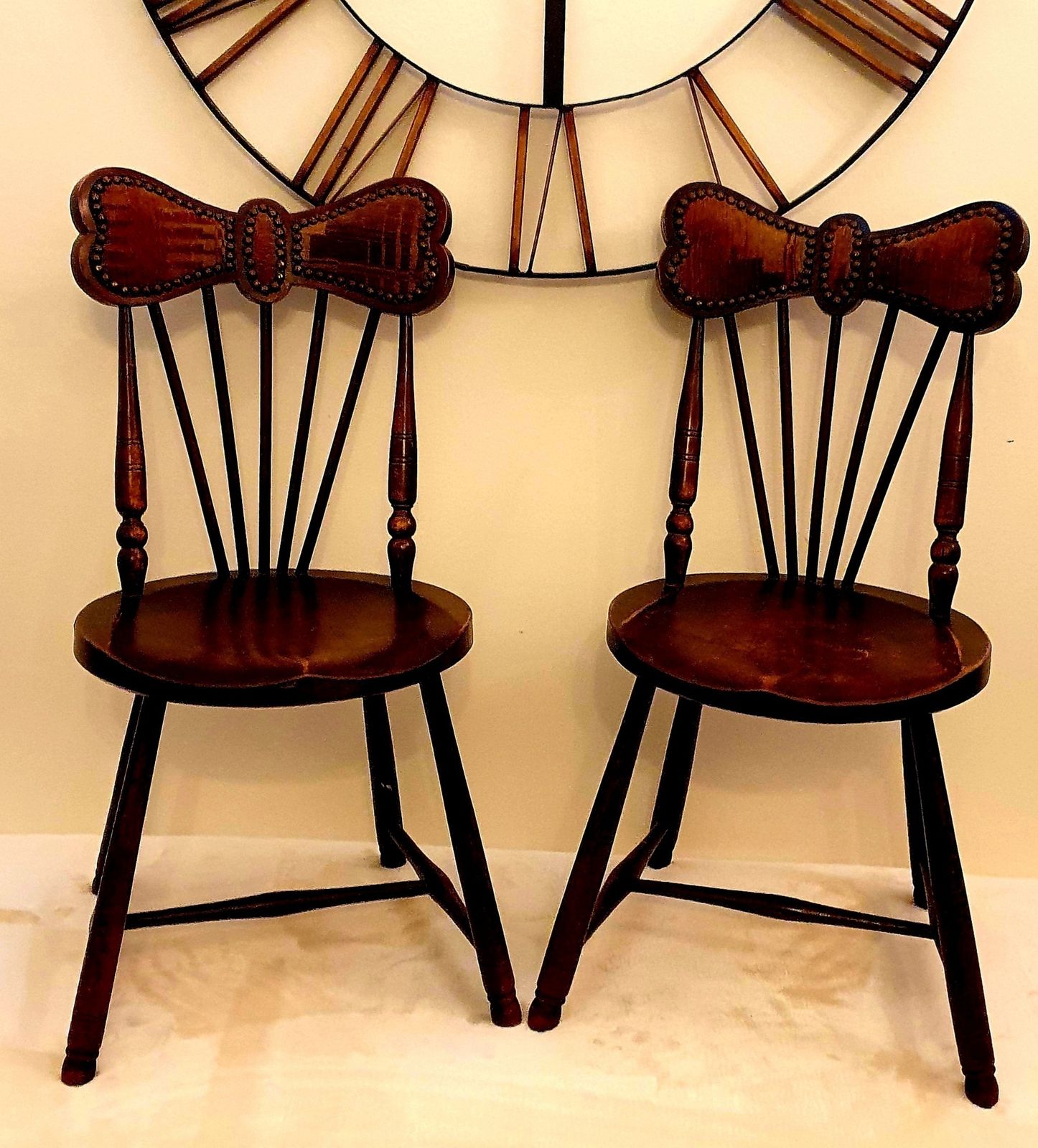 Pair Of Vintage Small Wooden Chairs. Accent , Display Bedroom Dining Chair