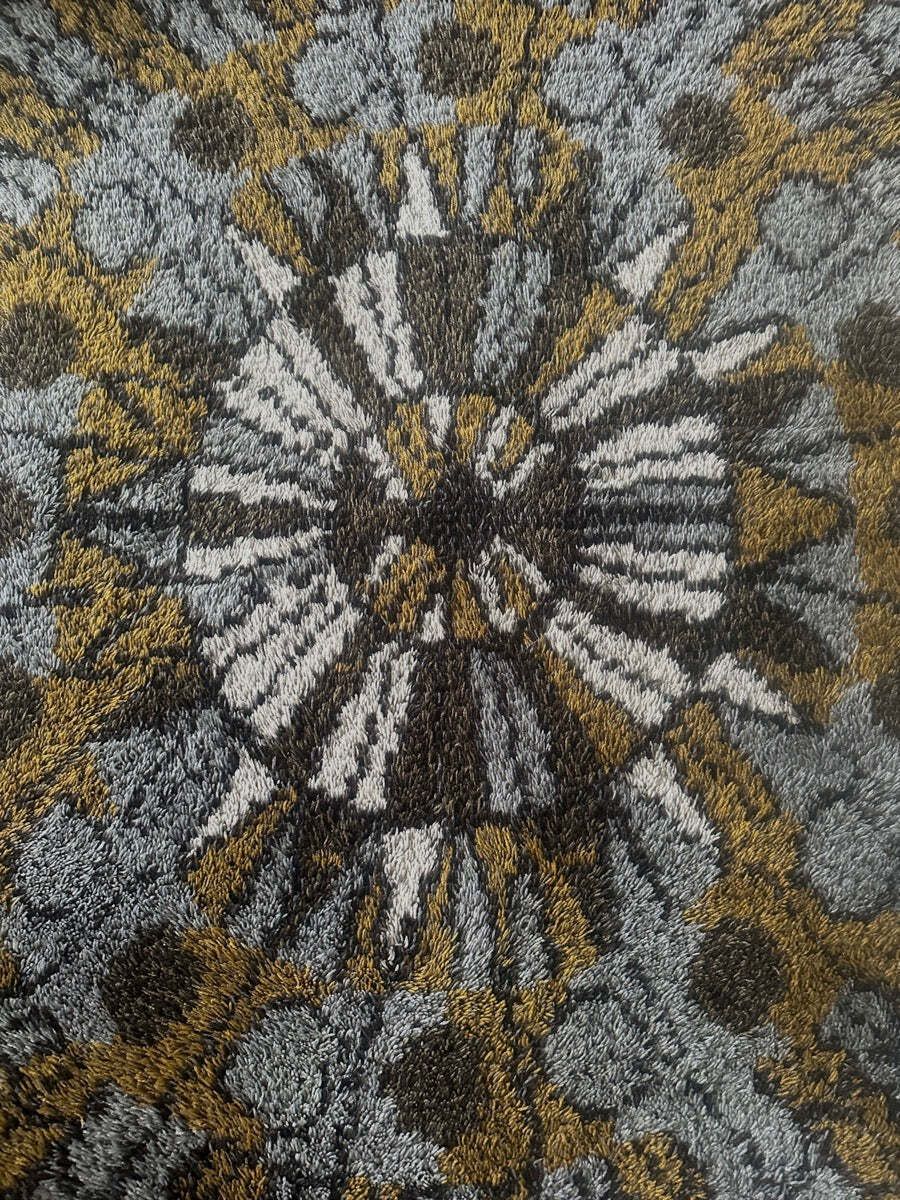 1960s Vintage Mid Century Scandinavian Rya Shagpile "Sun Dial" Knotted Wool Rug photo buy