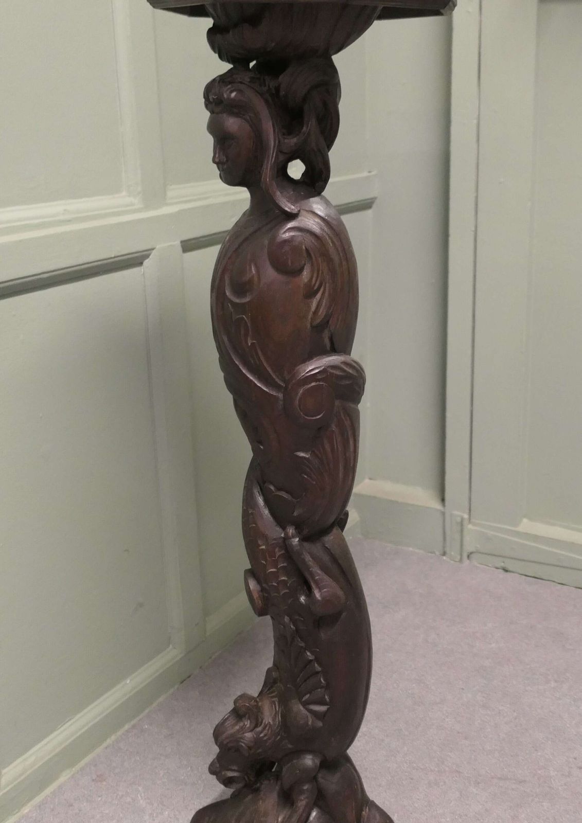 19th Century Carved Oak Caryatid Pedestal photo vinterior