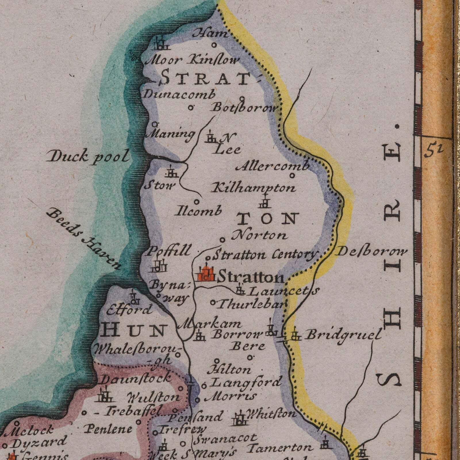 photo for sale Antique County Map, Cornwall, Kernow, English, Framed, Robert Morden, Georgian