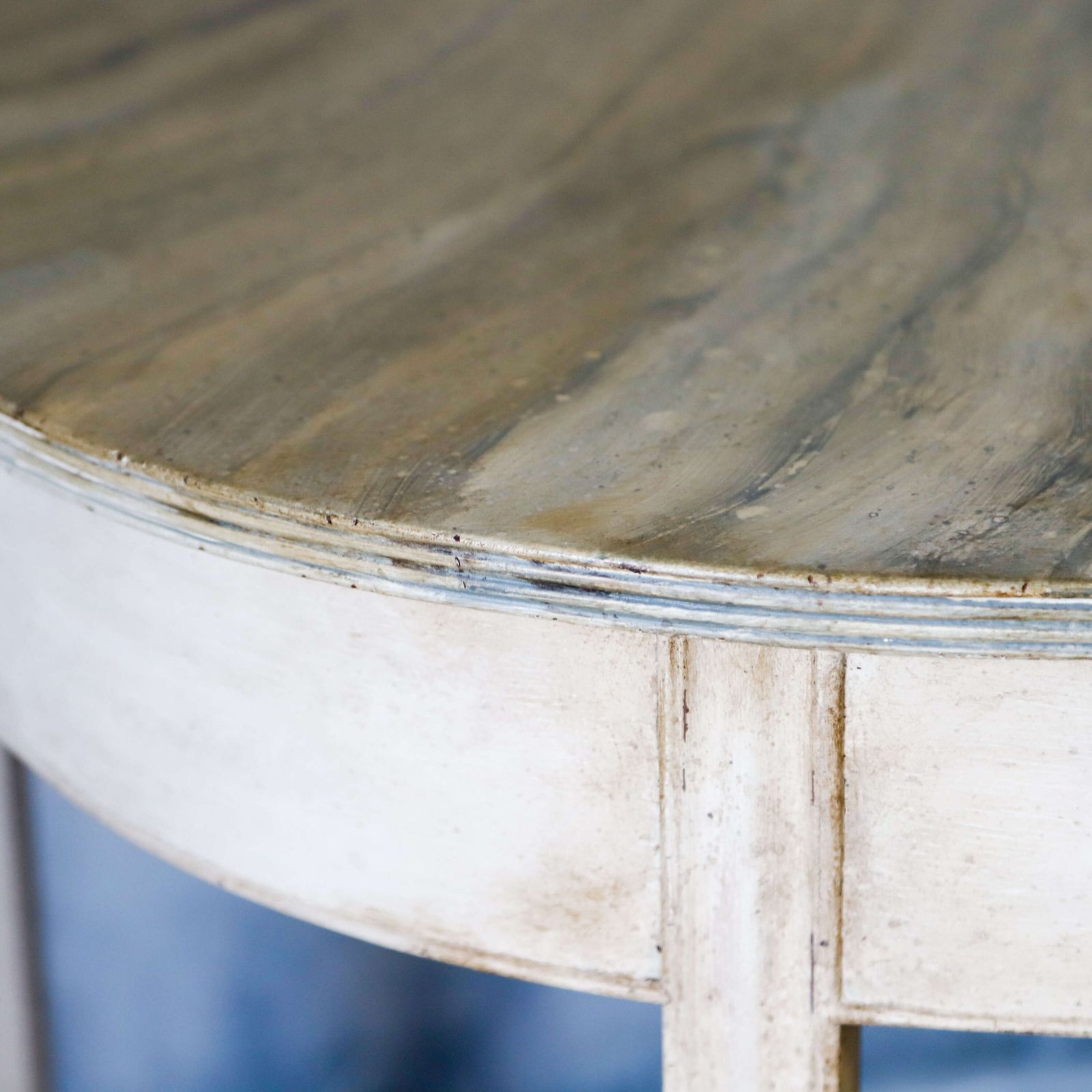 1150.0 Pair Of Georgian Demi Lune Console Tables   Hand Painted Faux Marble Tops Marlborough Legs photo