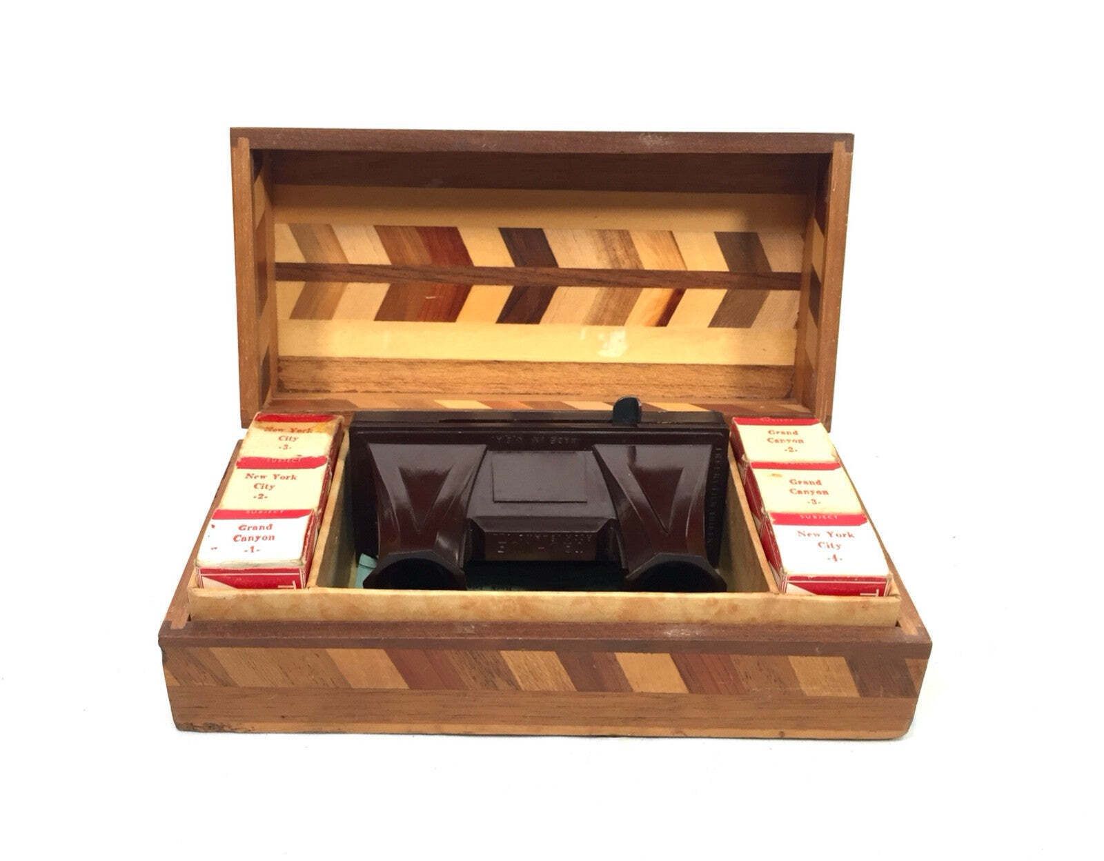 Antique 1930s Brown Bakelite Boxed Truvue Stereoviewer / Stereoscope With Reels photo 129.0