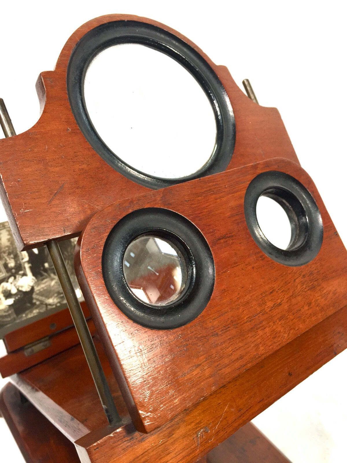Home Decor Antique Victorian Wooden Mahogany Graphoscope / Picture Viewer / Stereoscope photo