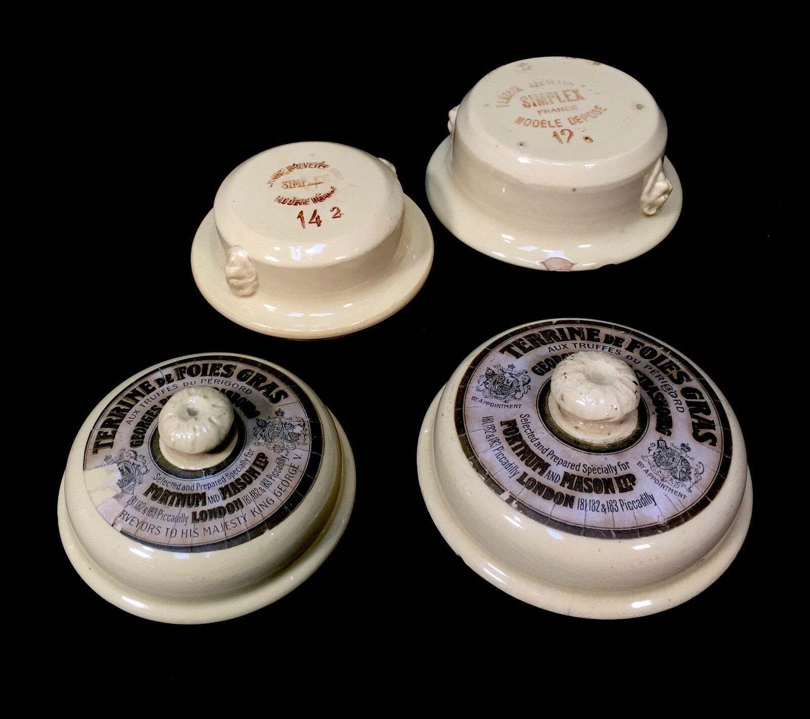 Antique Advertising Fortnum & Mason Pair Of French Ceramic Dishes Terrine C.1920 photo vintage