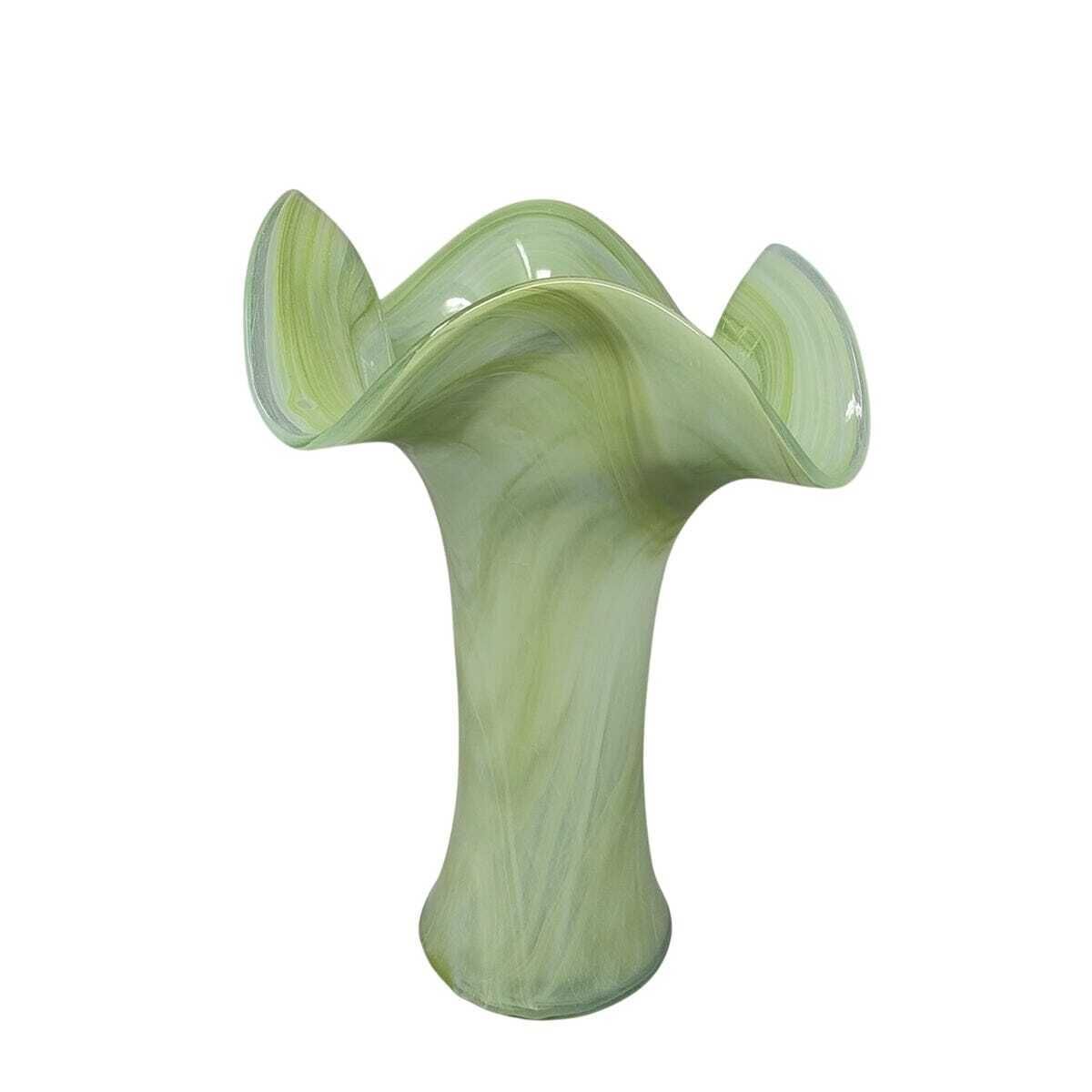 1960s Astonishing Green Vase By Ca Dei Vetrai. Made In Italy