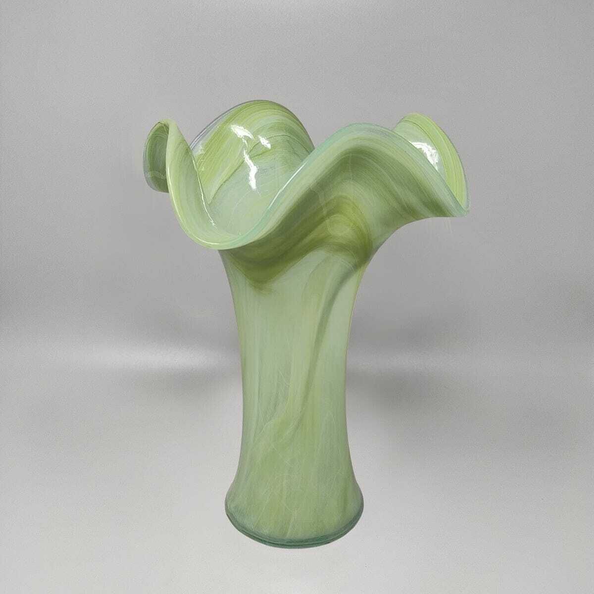 1960s Astonishing Green Vase By Ca Dei Vetrai. Made In Italy photo for sale