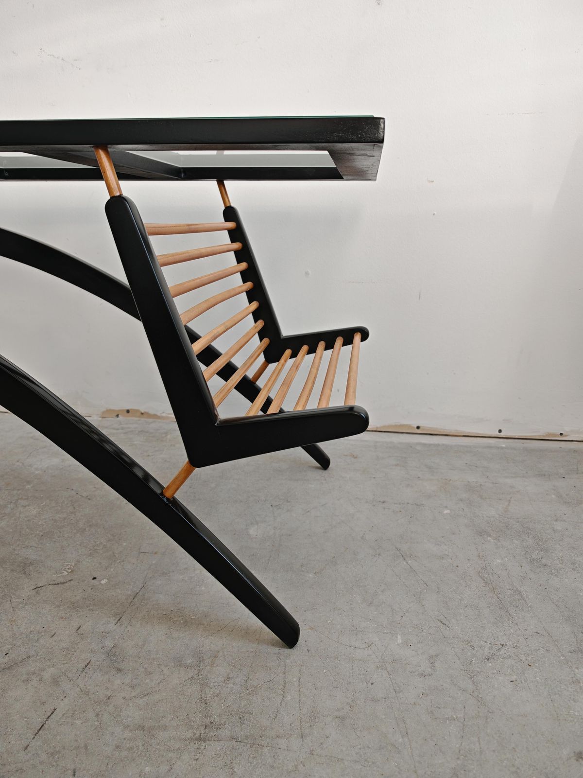 Mid Century Modern Coffee Table "Gazelle" In Pear Wood, Yugoslavia 1960s photo vintage