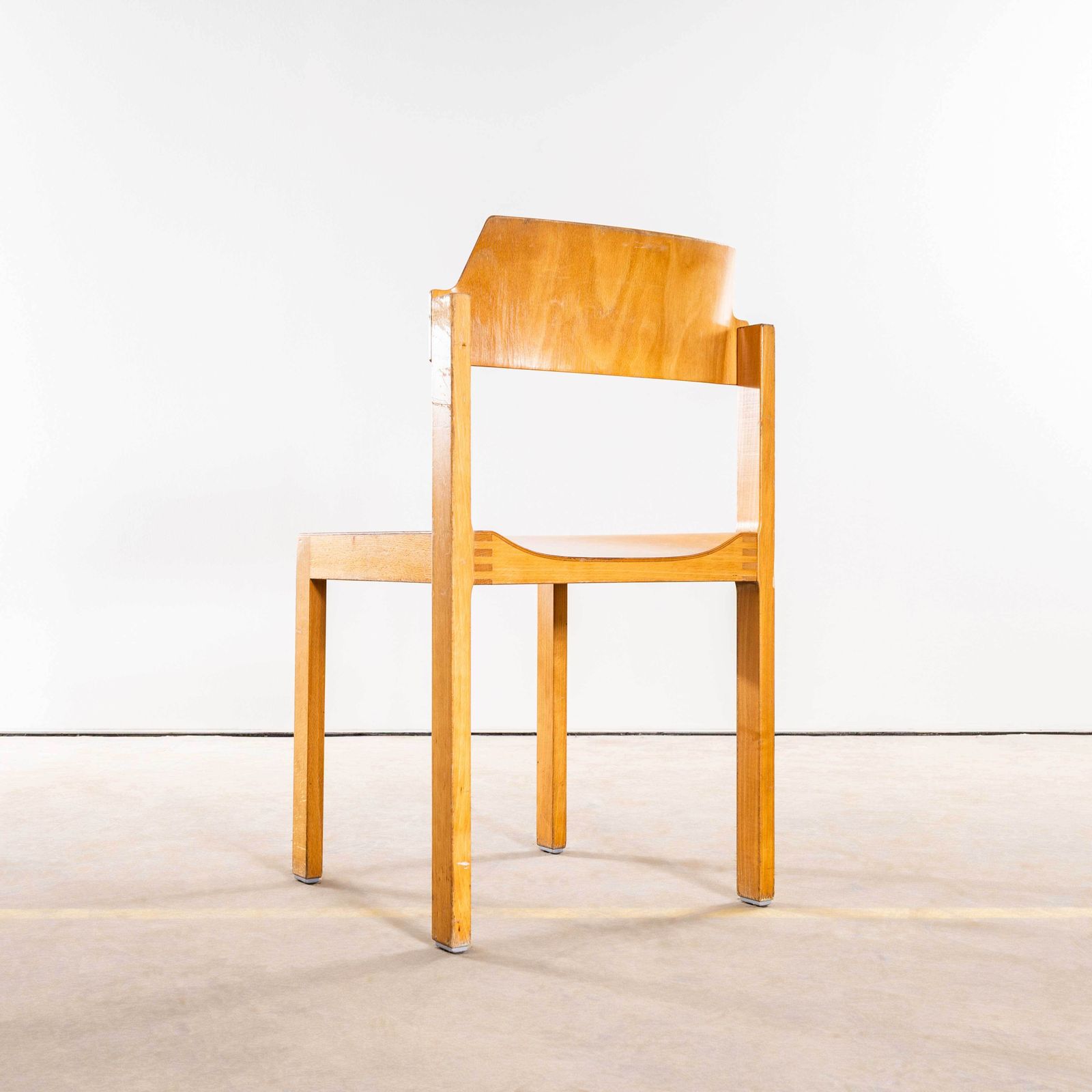 1960’s Elegant Clean Stacking Blonde Dining Chairs   Set Of Six photo furniture