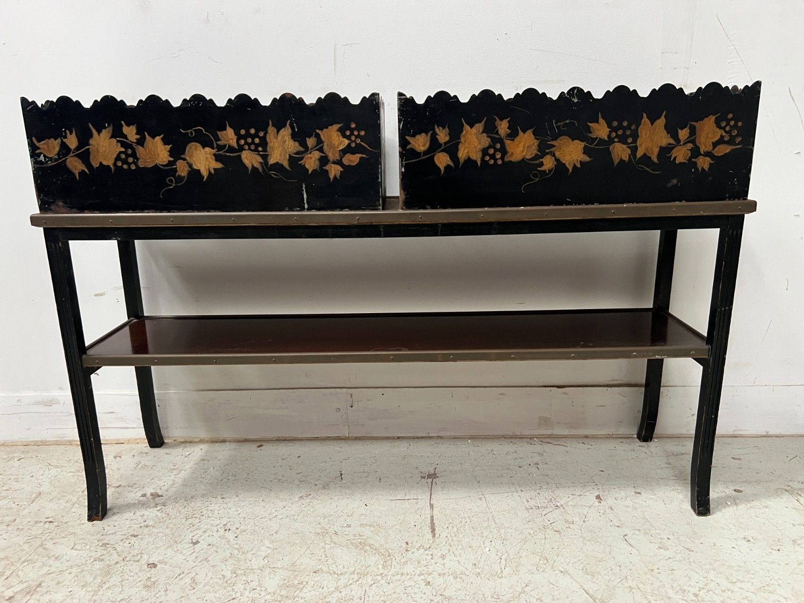 Console And Planter In Wood And Lacquered Sheet Metal XX Century