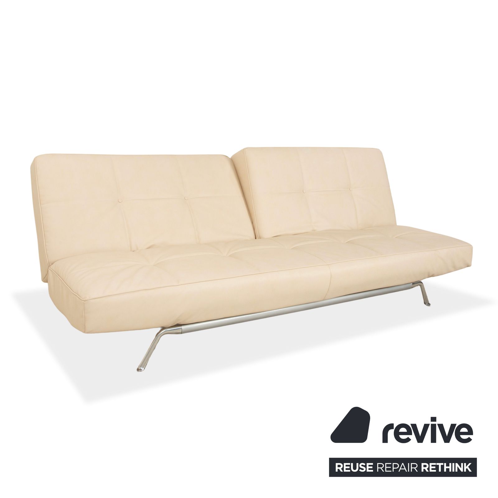 Canapé Ligne Roset Smala 3 places en simili cuir vegan crème beige, fonction manuelle, retapissage Gavin photo 3688.0